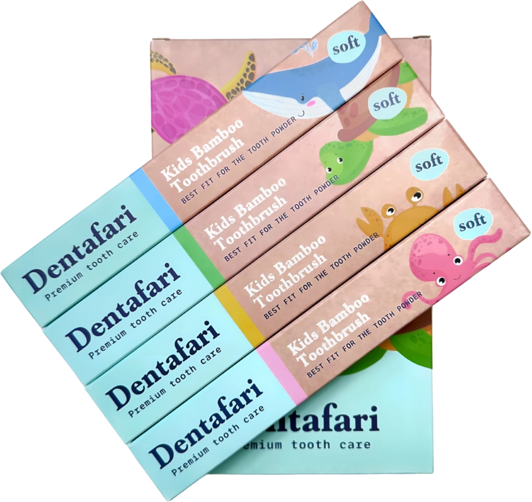Dentafari Kids Bamboo Toothbrush 4-Piece Set - 1 Set