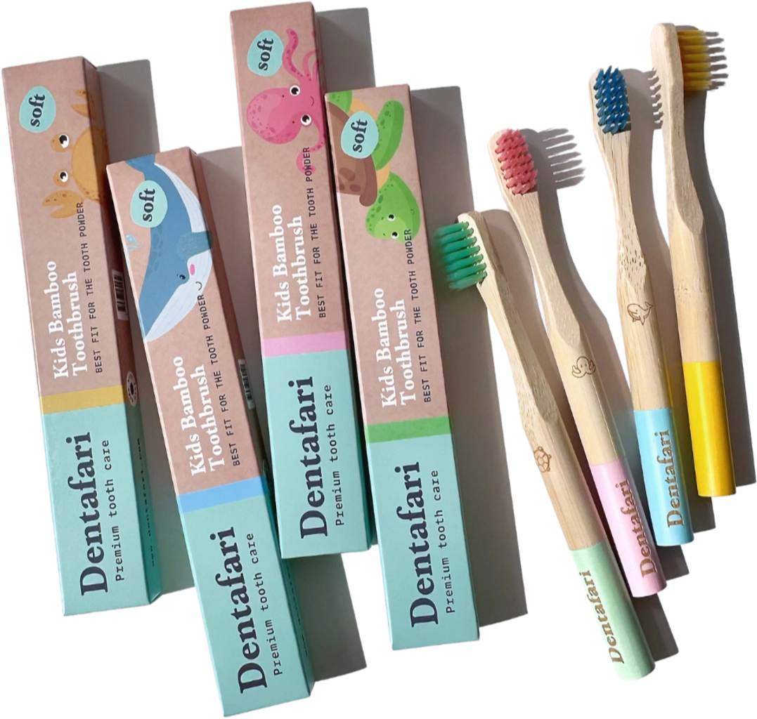 Dentafari Kids Bamboo Toothbrush 4-Piece Set - 1 Set