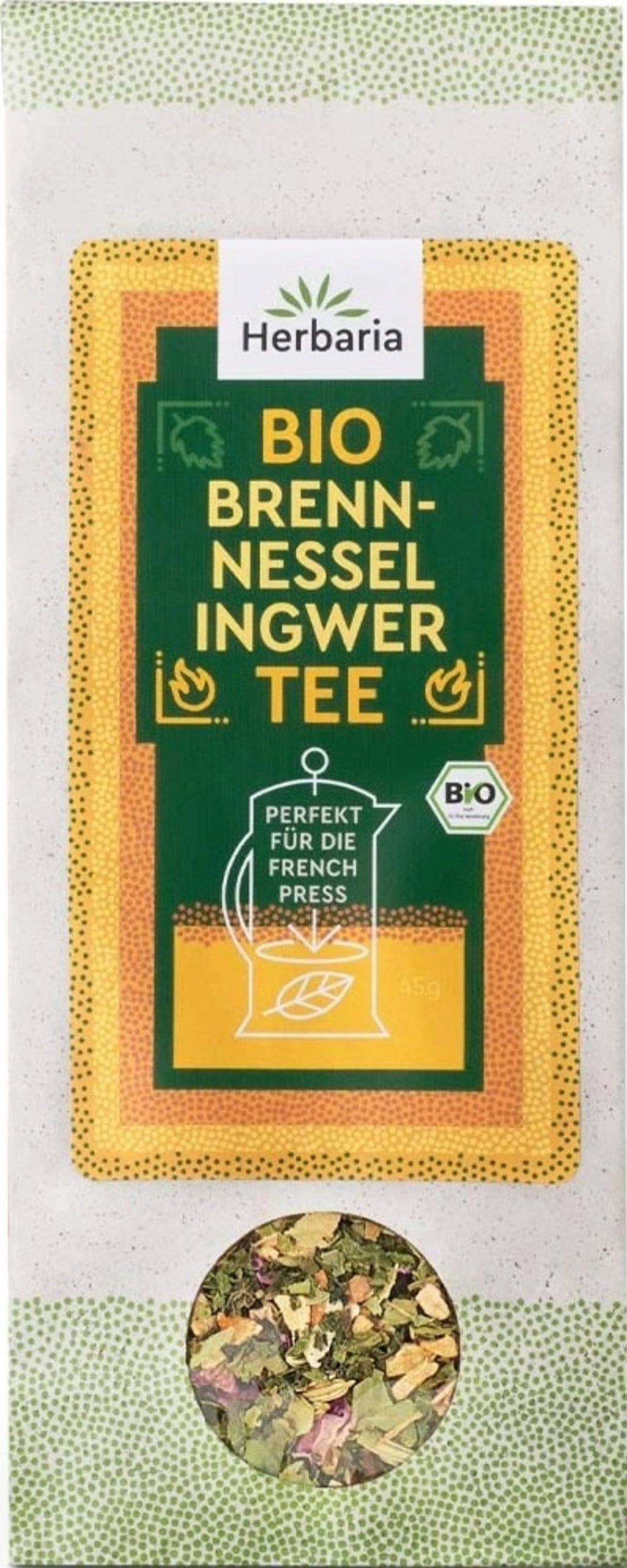 Herbaria Bio French Press Tee Brennnessel-Ingwer - 45 g