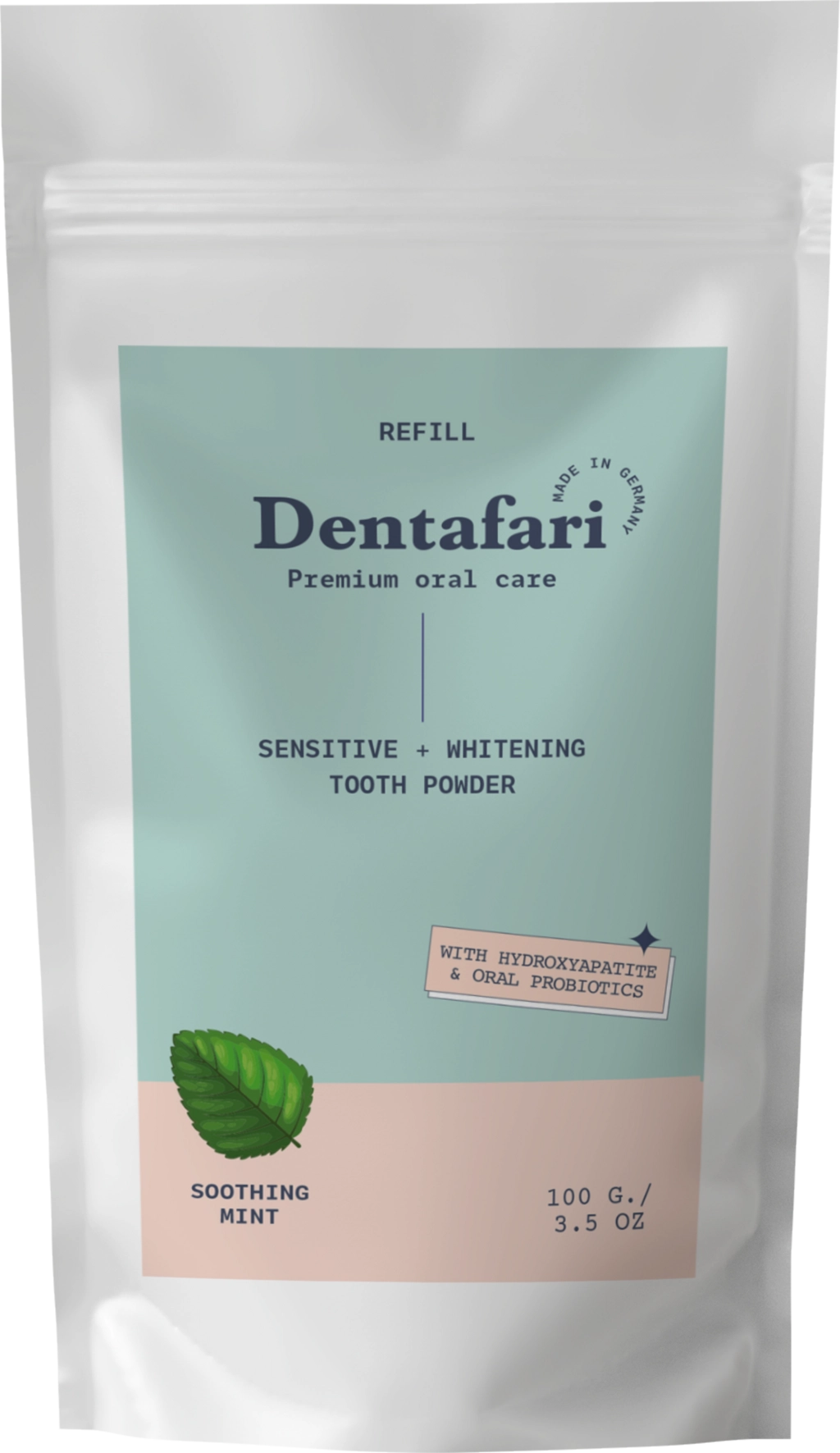 Dentafari Sensitive & Whitening Tooth Powder Soothing Mint - 100 g