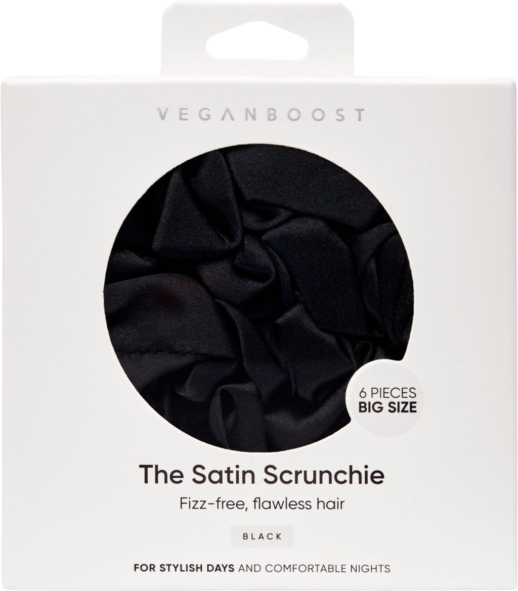Veganboost Satin Scrunchie, Big Size - Schwarz