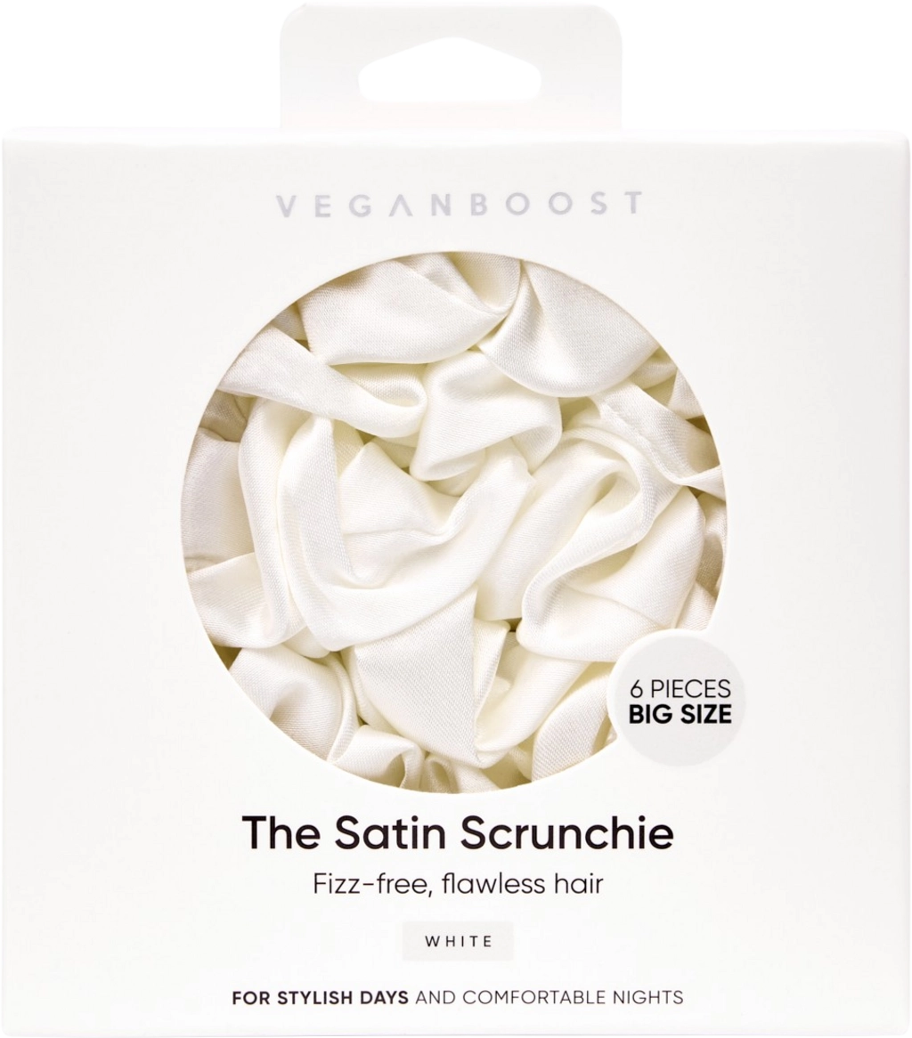 Veganboost Satin Scrunchie, Big Size - Weiß