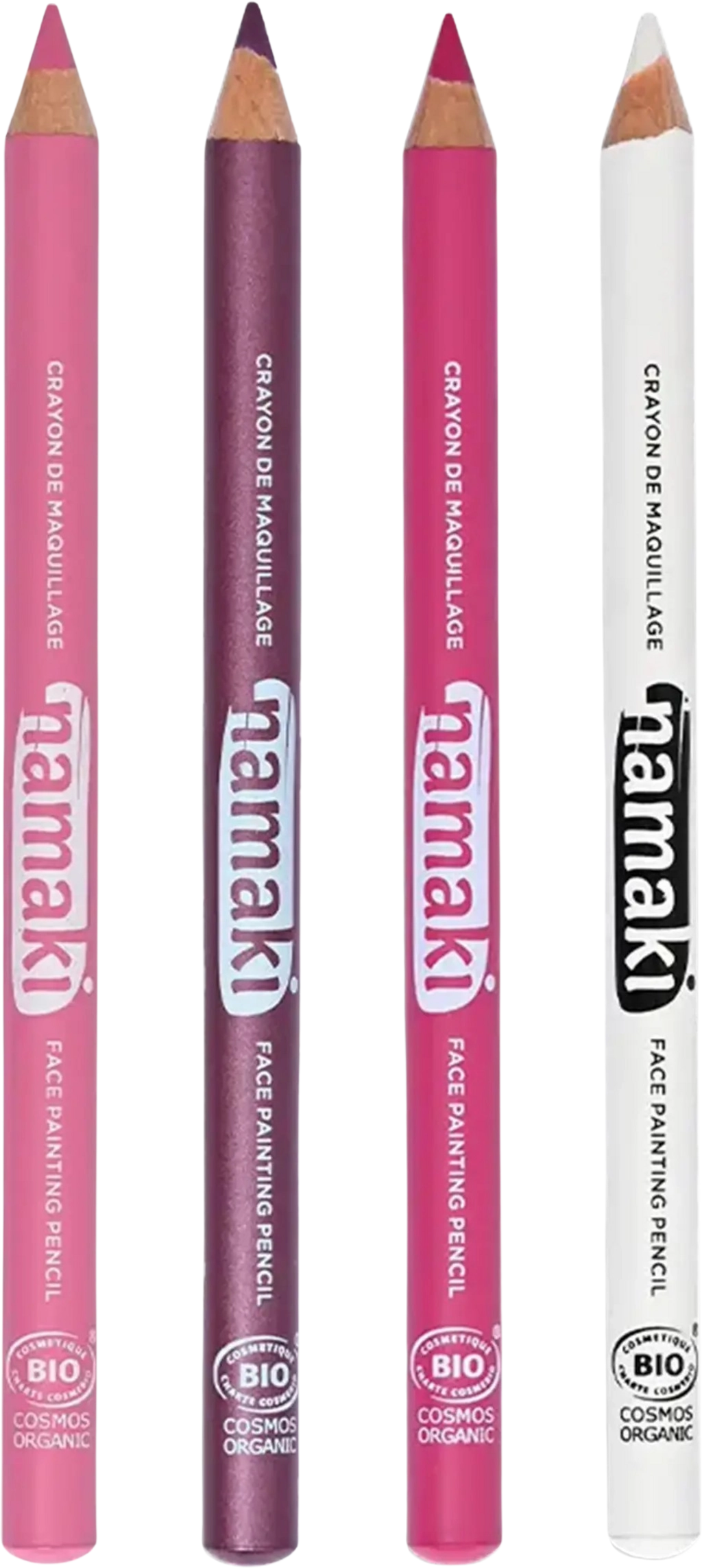 namaki Set of 4 Face Painting Slim Pencils - Rosa/Fuchsia/Pink/Weiß