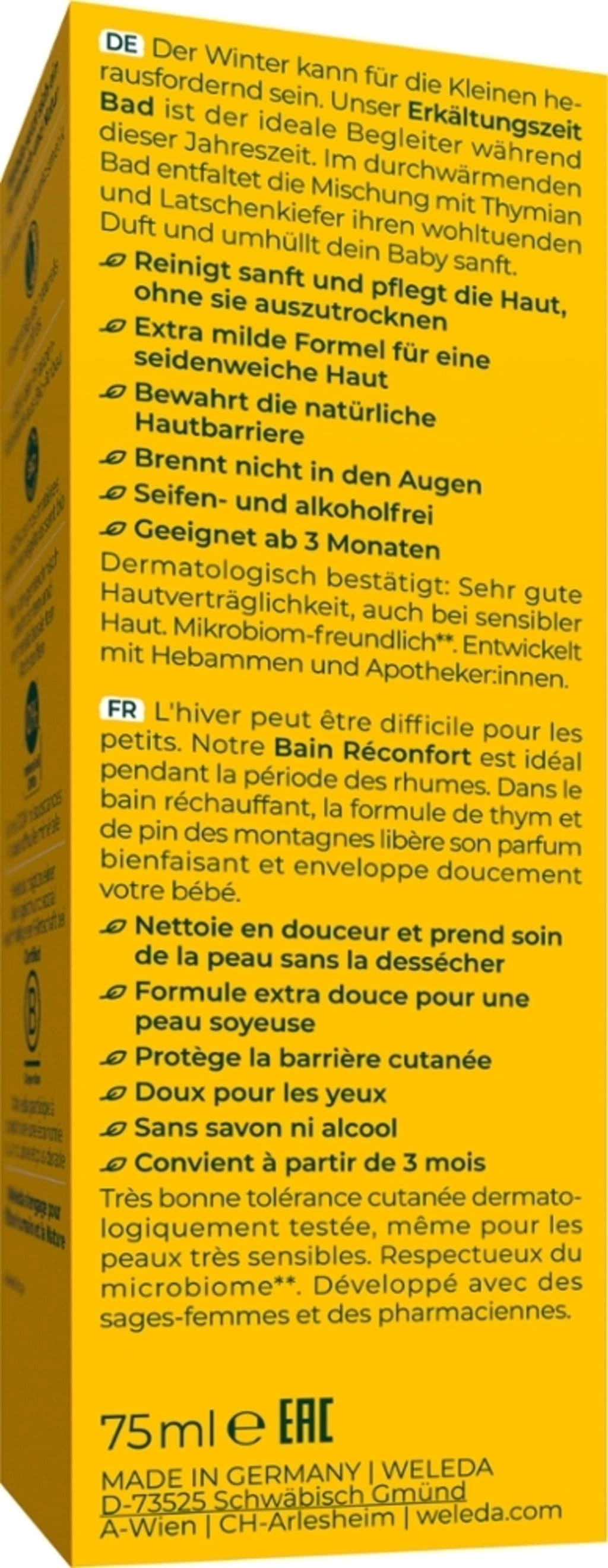 Weleda baby Erkältungszeit Bad Bio-Calendula & Thymian - 75 ml