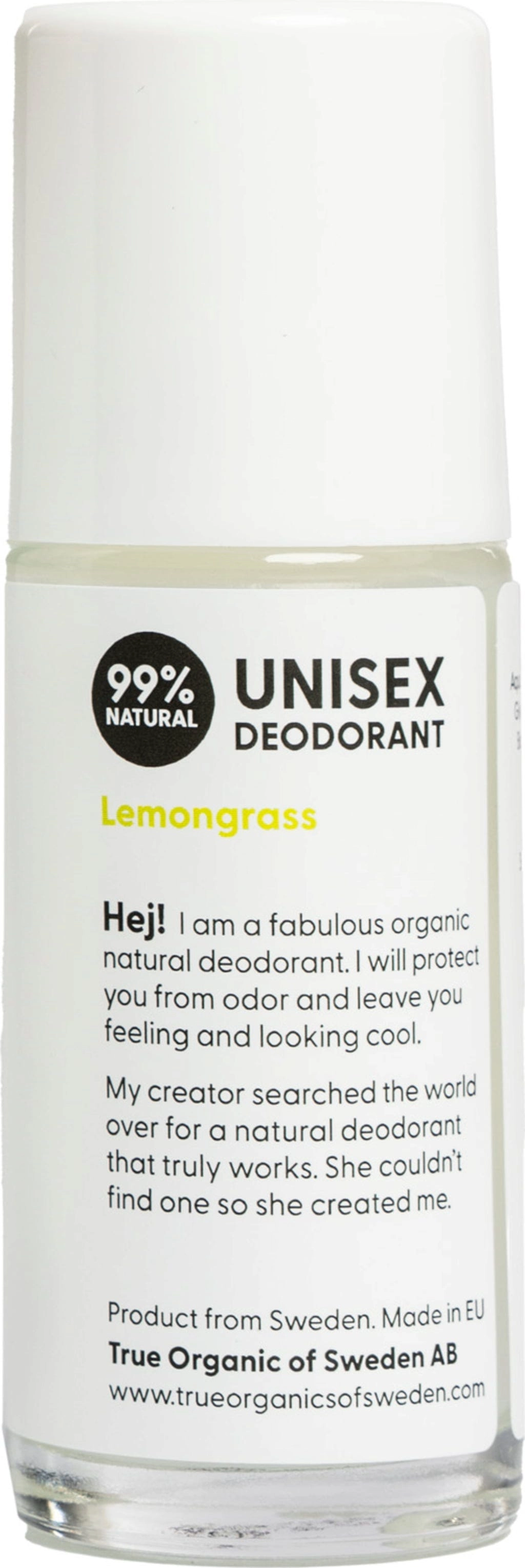 True Organic of Sweden Undercover Agent Natural Deodorant Lemongrass - 50 ml