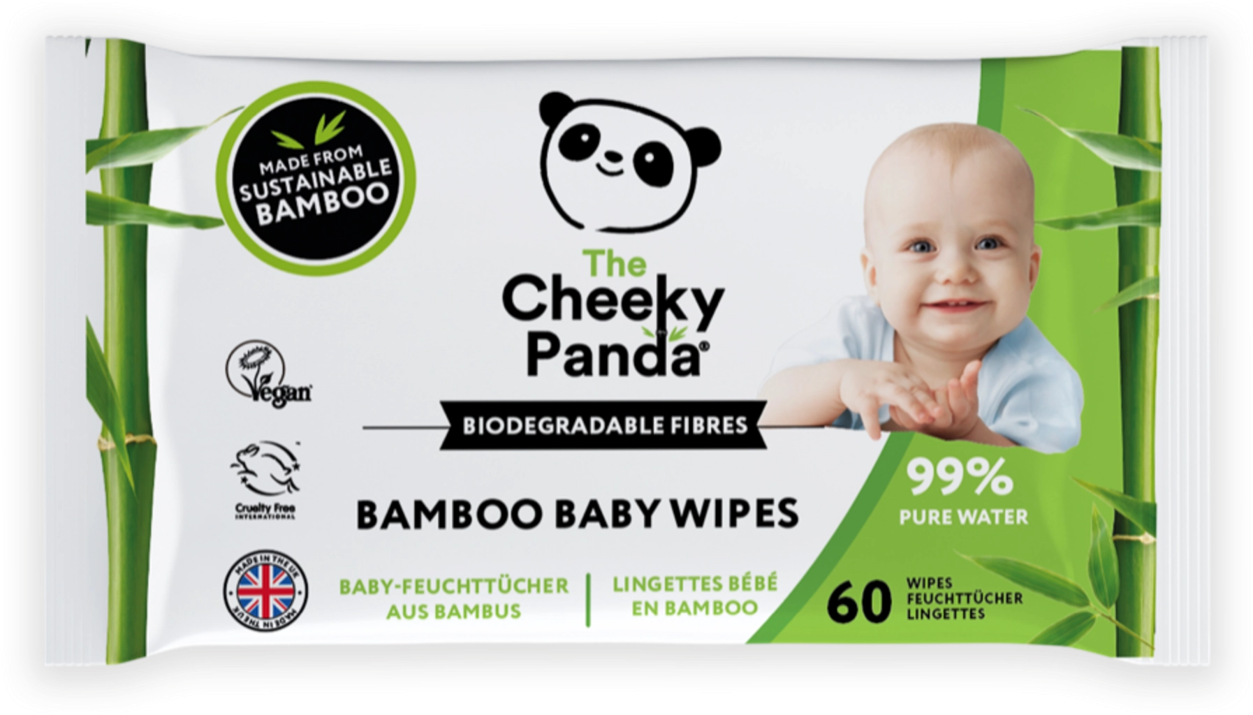 The Cheeky Panda Baby Feuchttücher - 60 Stück