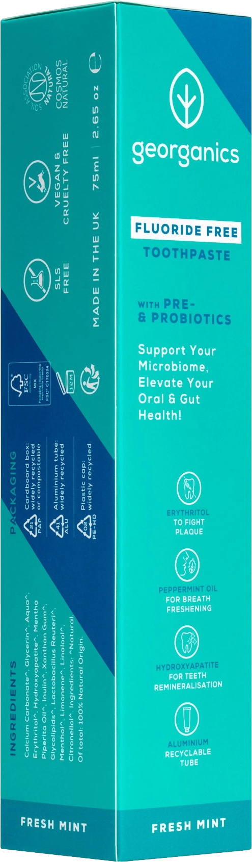 georganics Fluoride Free Toothpaste Pre- & Probiotics - 75 ml