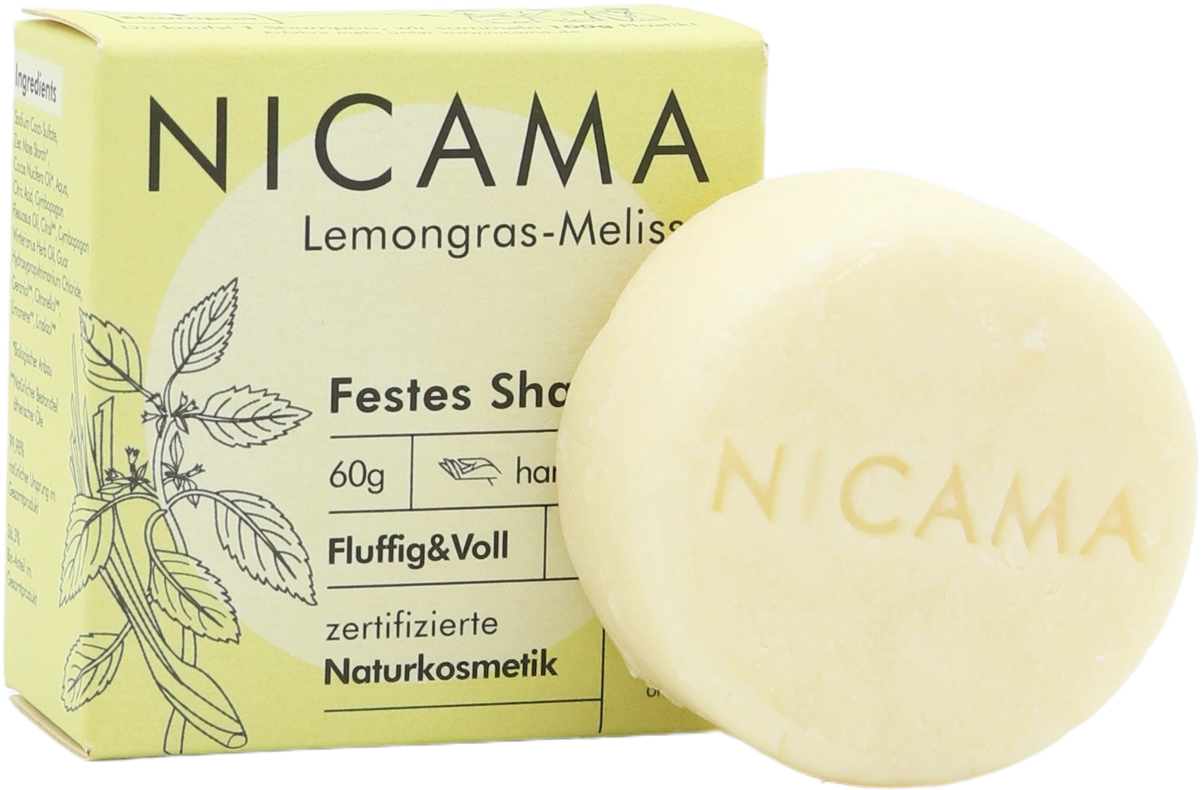 NICAMA Festes Shampoo Lemongras-Melisse - 60 g