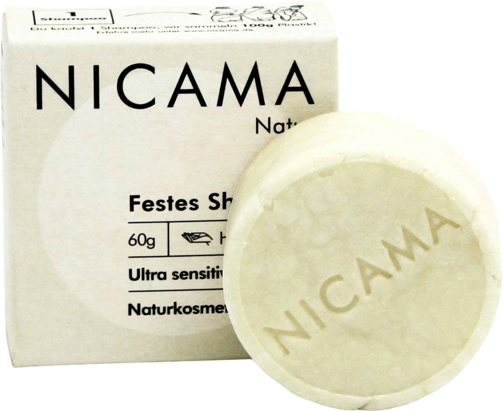 NICAMA Festes Shampoo Natur - 60 g