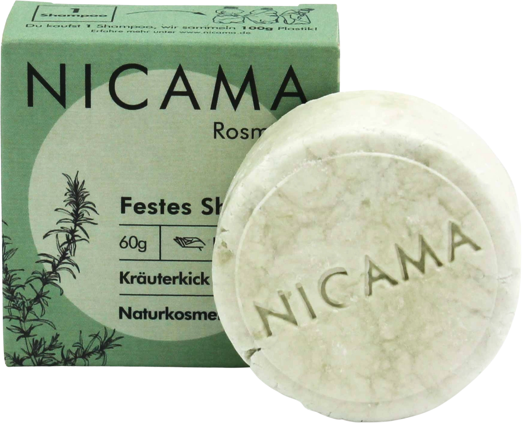 NICAMA Festes Shampoo Rosmarin - 60 g