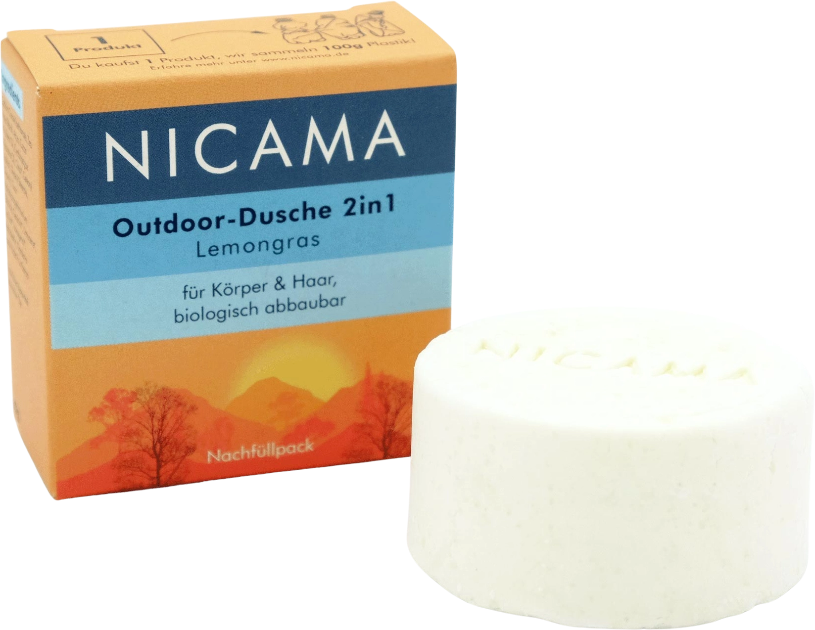 NICAMA Outdoordusche 2-in-1 Lemongras - 60 g Nachfüller