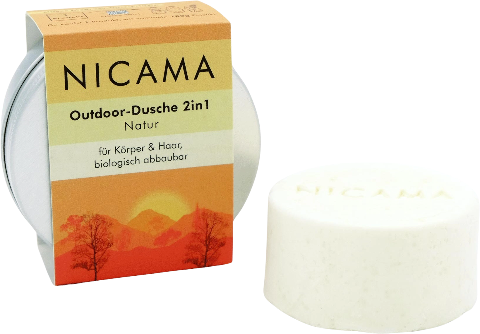 NICAMA Outdoordusche 2-in-1 Natur - 60 g in der Dose