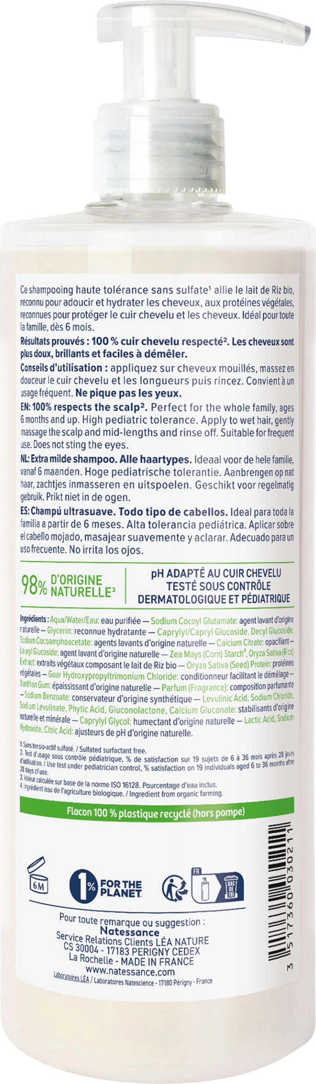 Natessance Extra-sanftes Shampoo Reismilch - 500 ml