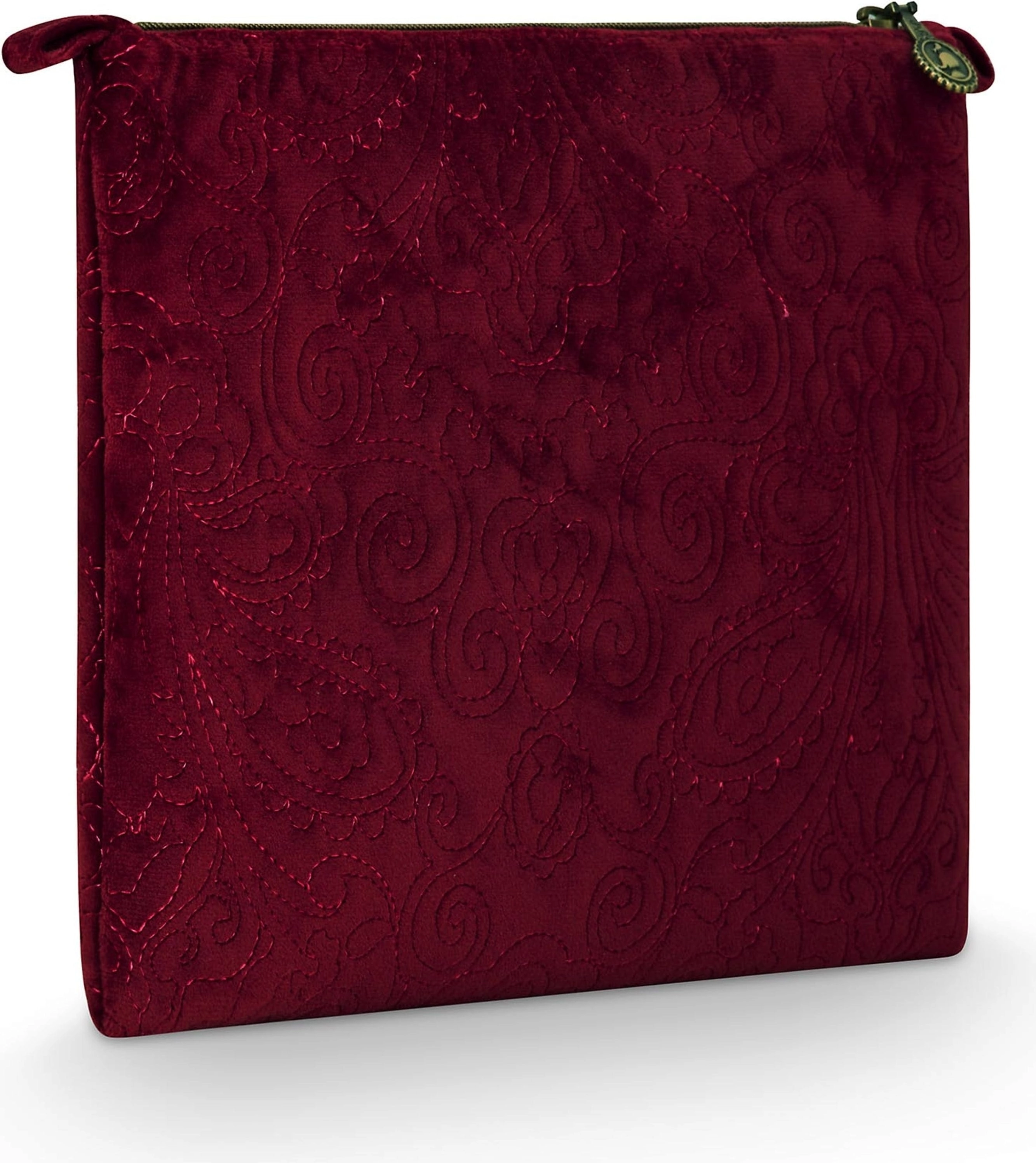 Pip Studio Flache Kosmetiktasche Charly Samt Quilty Days, groß - Rot