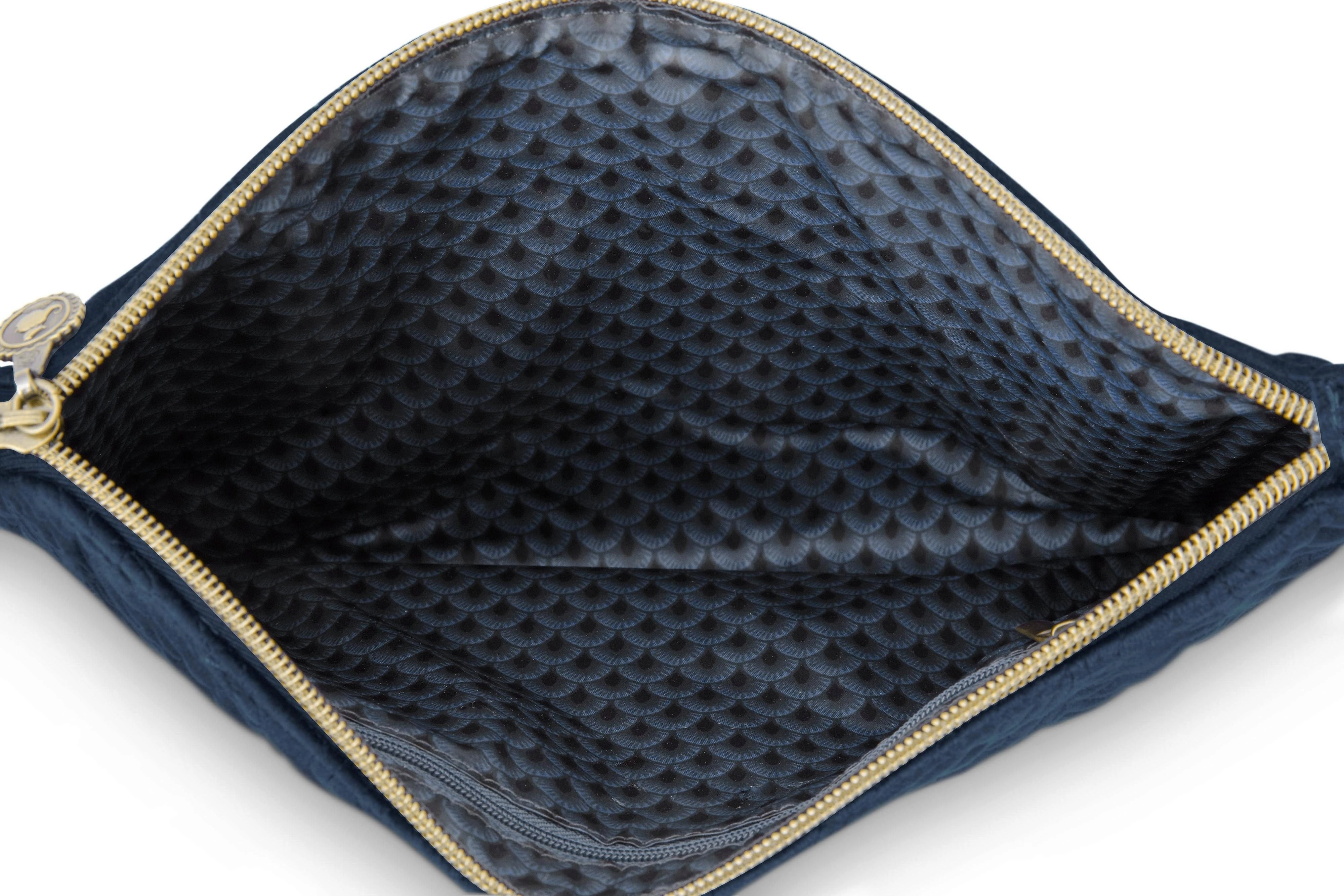 Pip Studio Flache Kosmetiktasche Charly Samt Quilty Days, groß - Blau