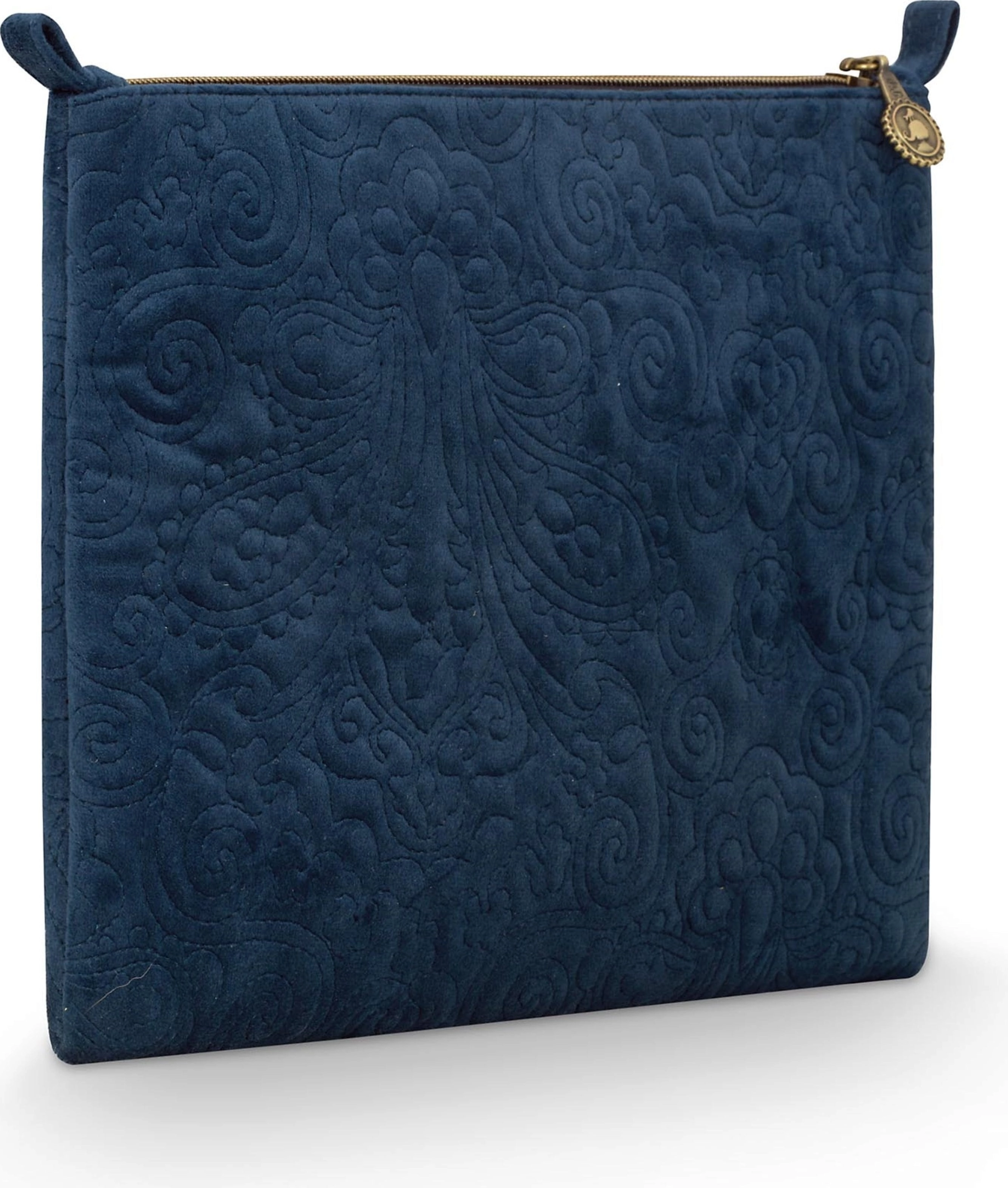 Pip Studio Flache Kosmetiktasche Charly Samt Quilty Days, groß - Blau