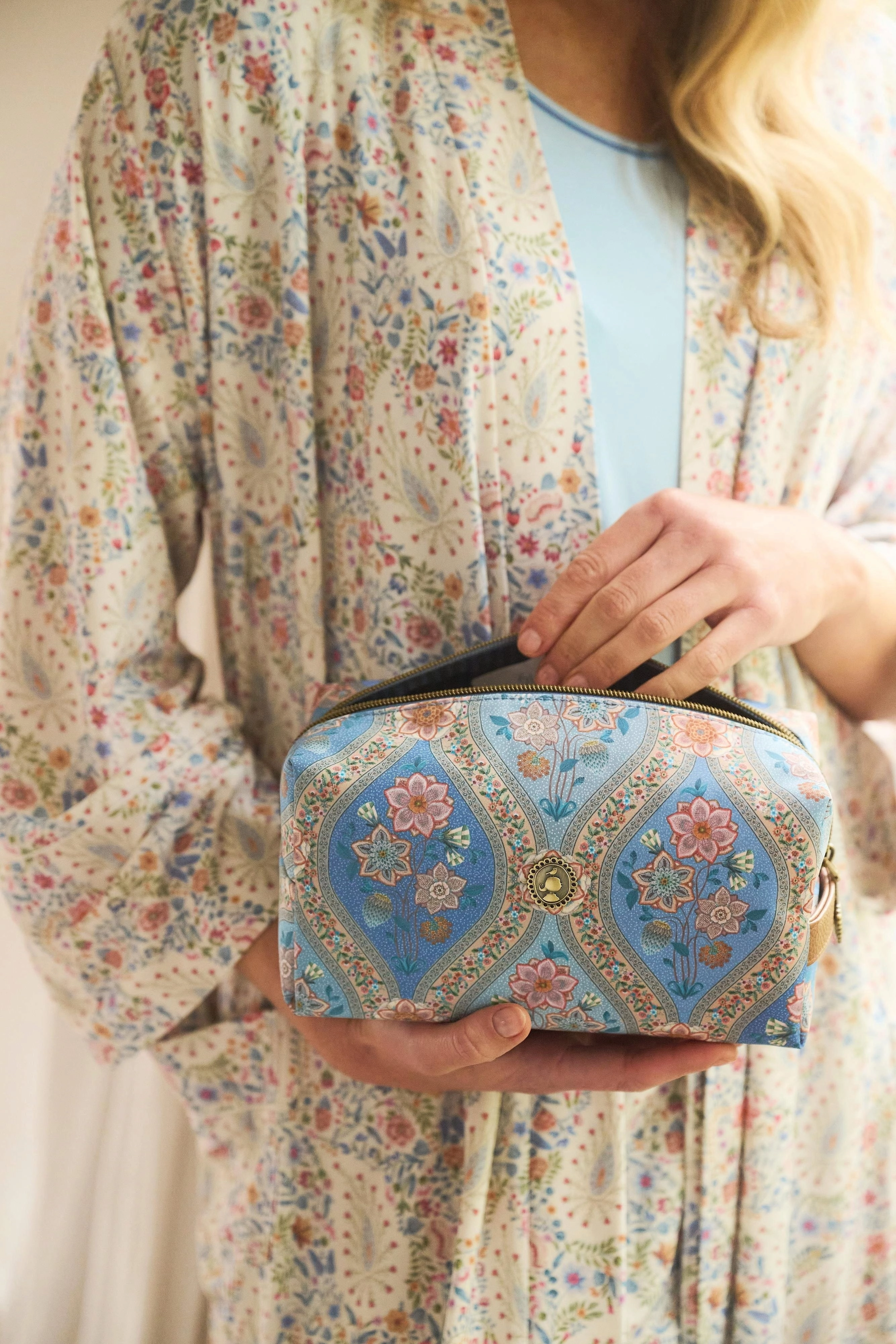 Pip Studio Kosmetiktasche Coco mittelgroß Ornamento - Blau