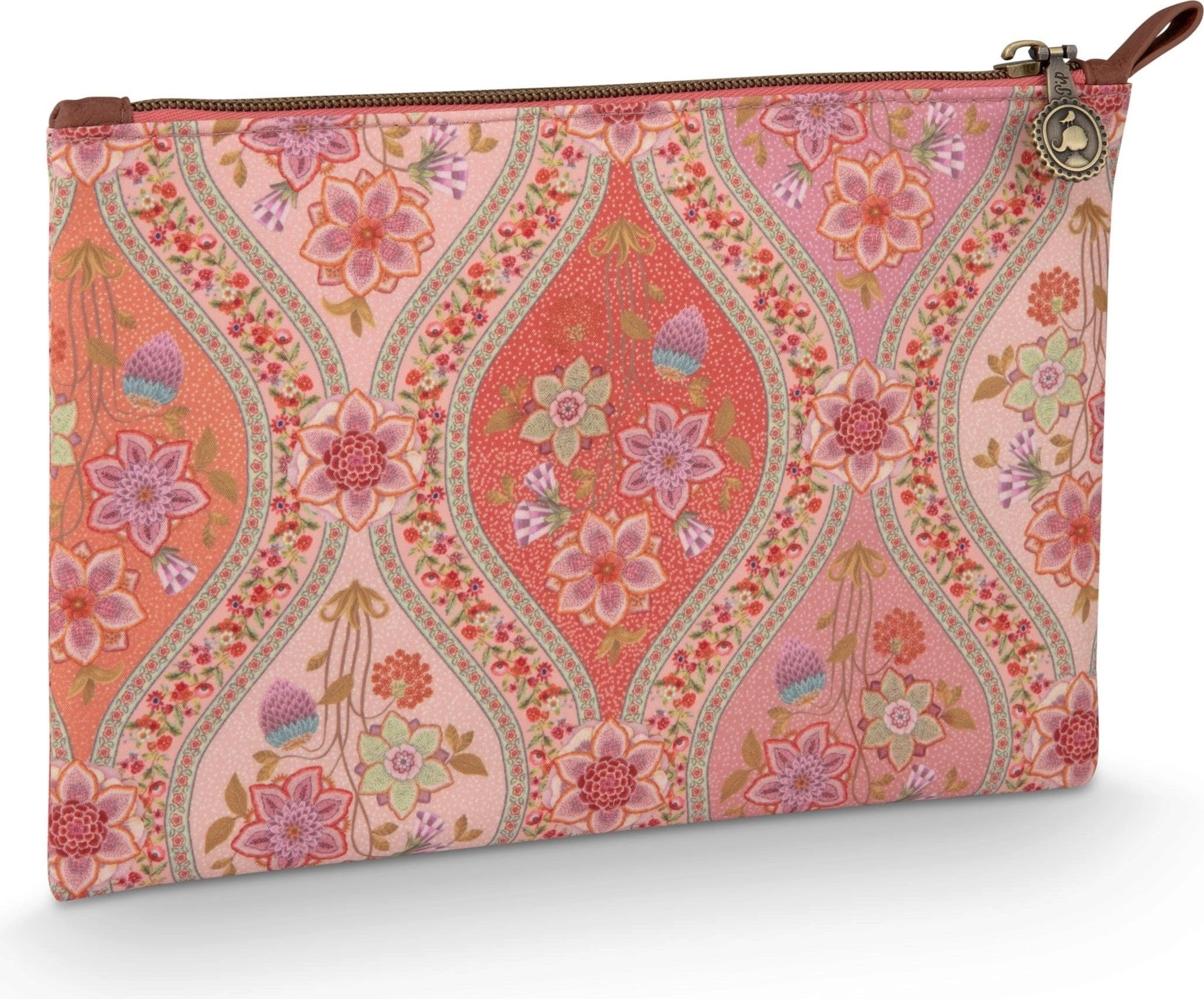 Pip Studio Flaches Kosmetiktäschchen Charly mittelgroß Ornamento - Orange