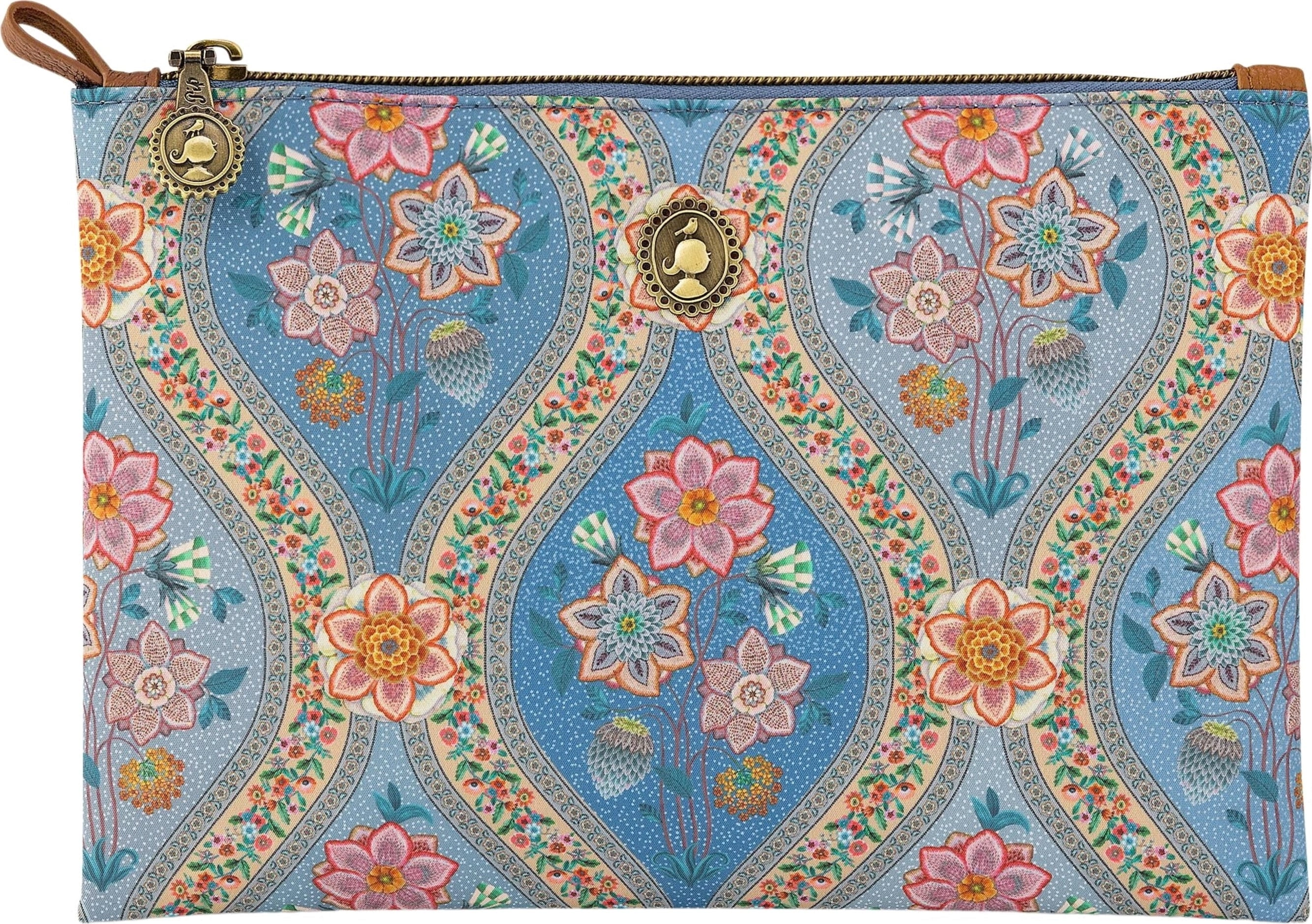 Pip Studio Flaches Kosmetiktäschchen Charly mittelgroß Ornamento - Blau