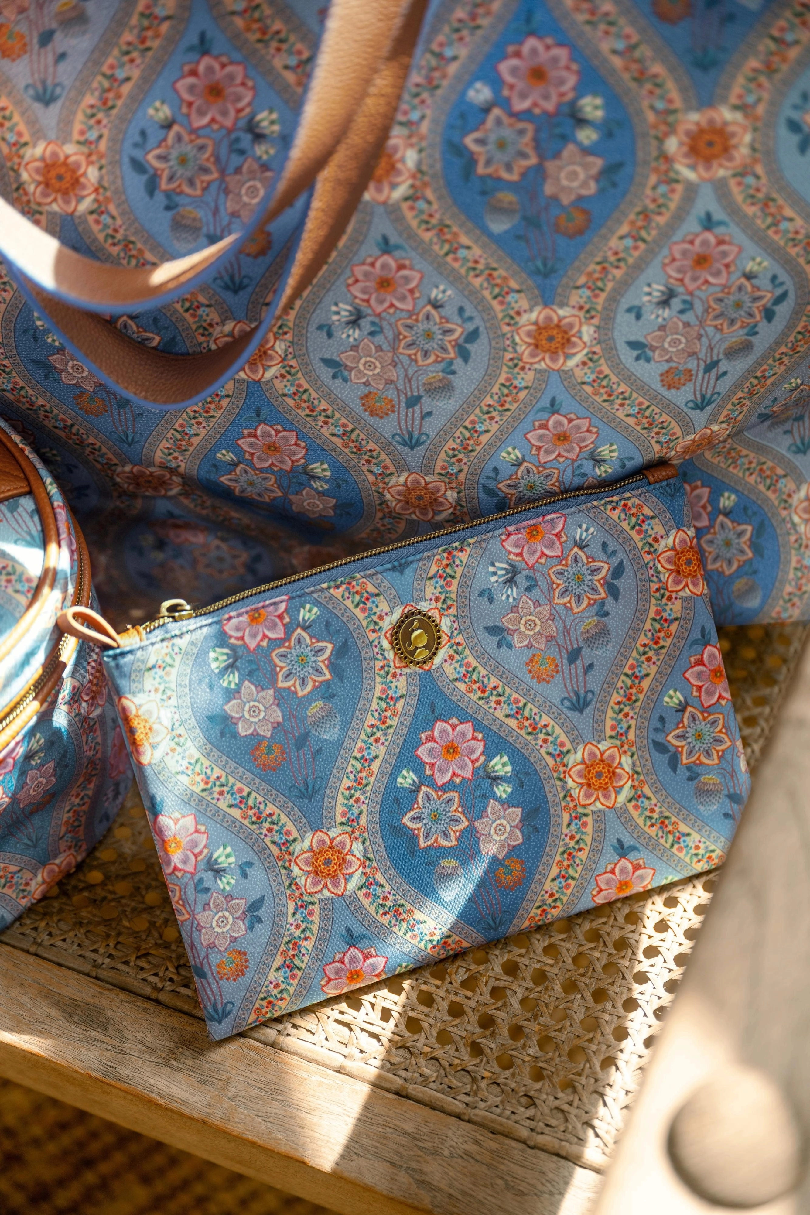 Pip Studio Flaches Kosmetiktäschchen Charly mittelgroß Ornamento - Blau