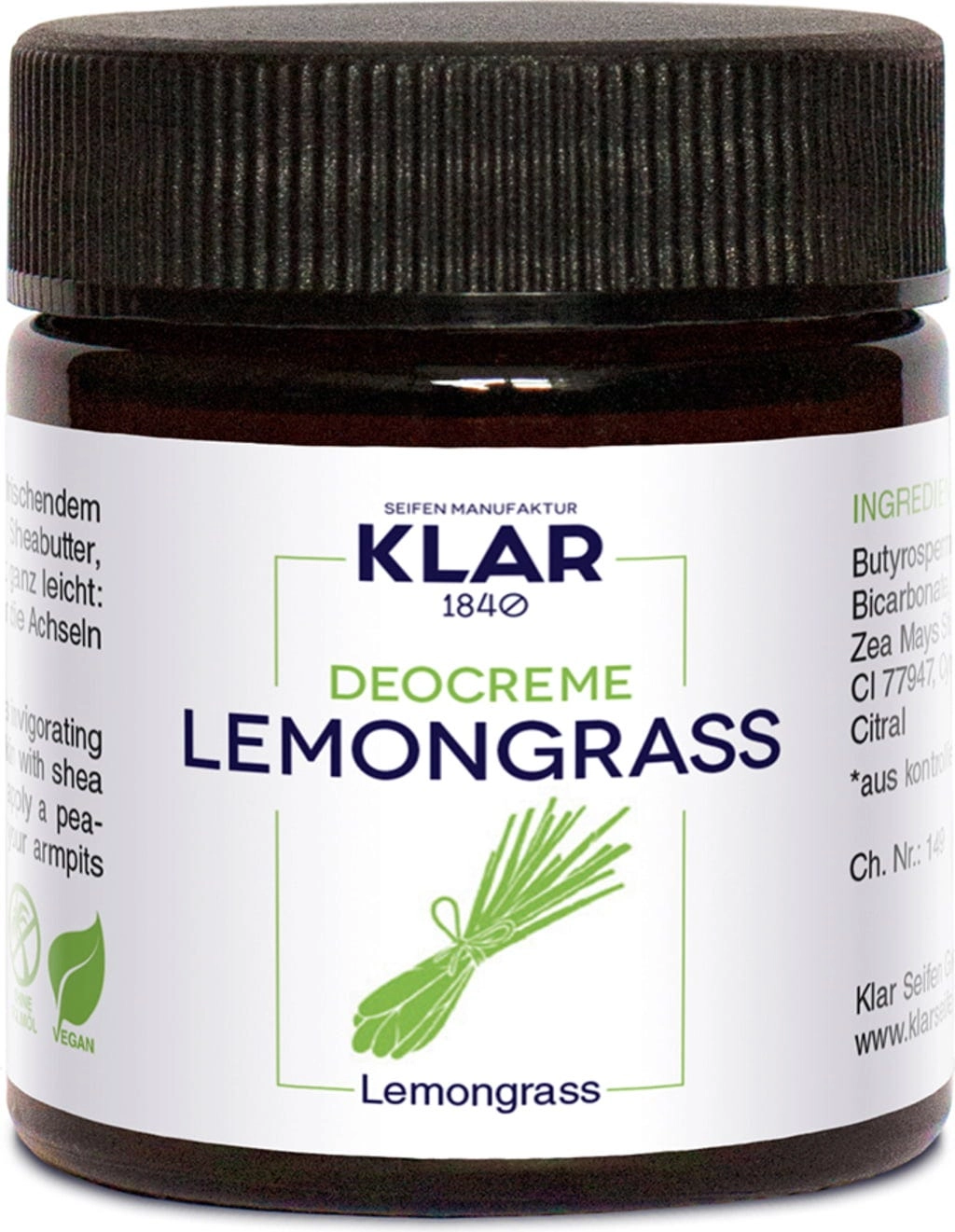 KLAR Deocreme Lemongrass - 30 ml