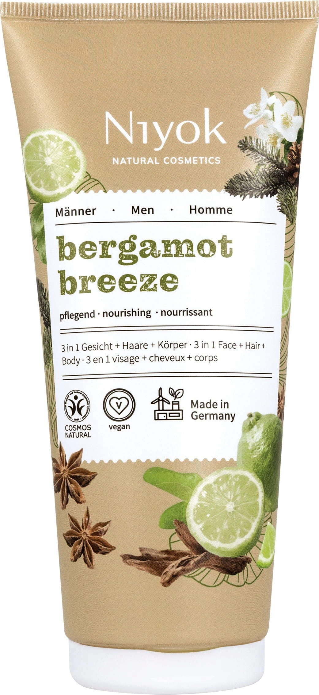 Niyok 3in1 Männer Duschgel Bergamot Breeze - 200 ml