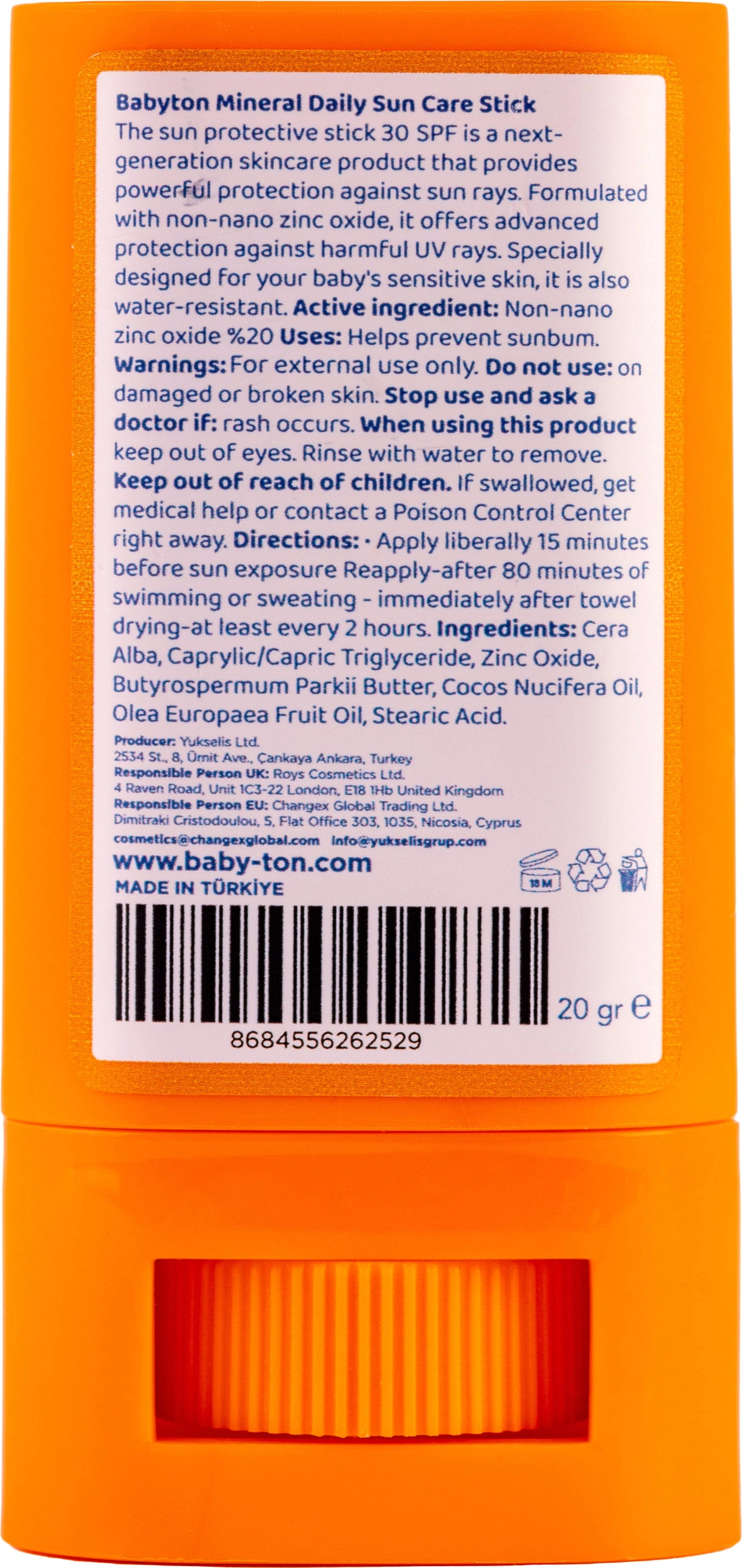 Babyton Baby & Kids Mineral Daily Sunscreen Stick SPF30 - 20 g