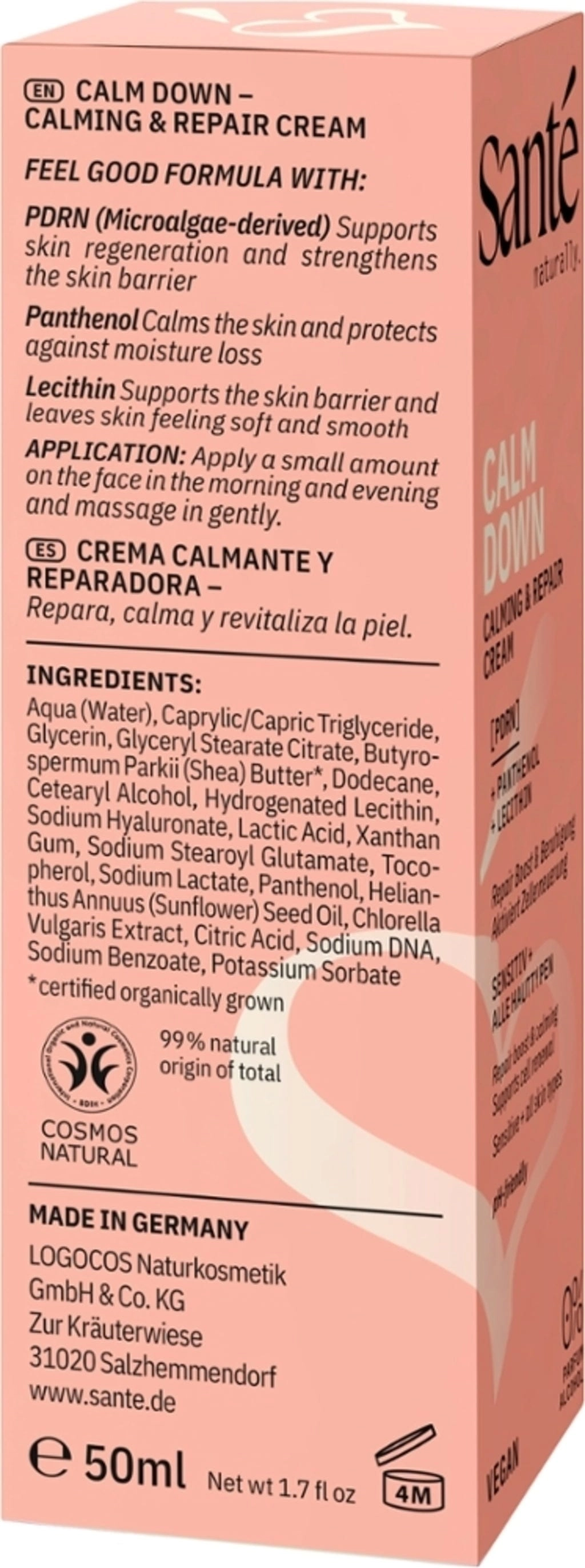 Santé – naturally. Calm Down Calming & Repair Cream - 50 ml