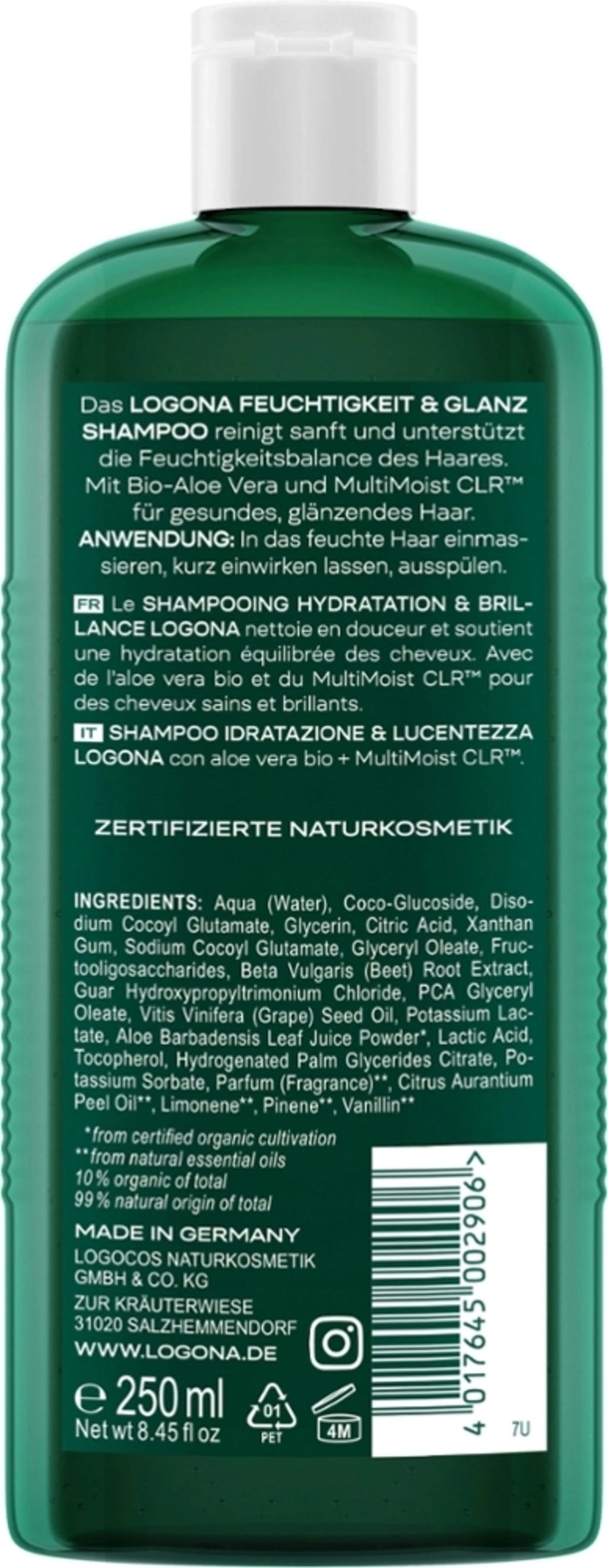 LOGONA Feuchtigkeit & Glanz Shampoo - 250 ml