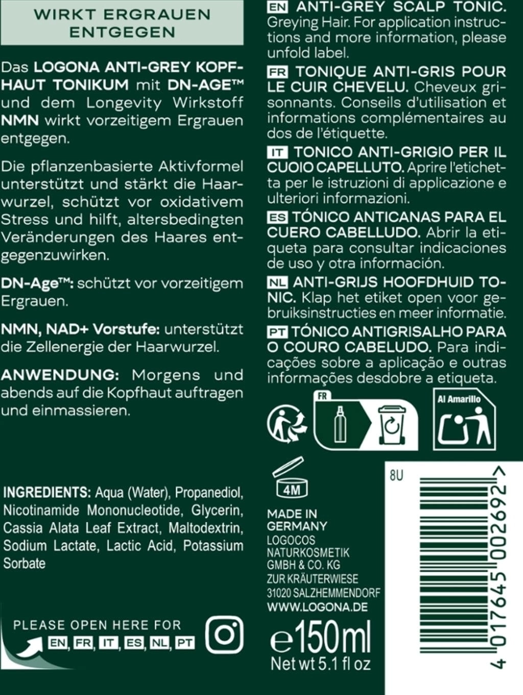 LOGONA Anti-Grey Kopfhaut Tonikum - 150 ml