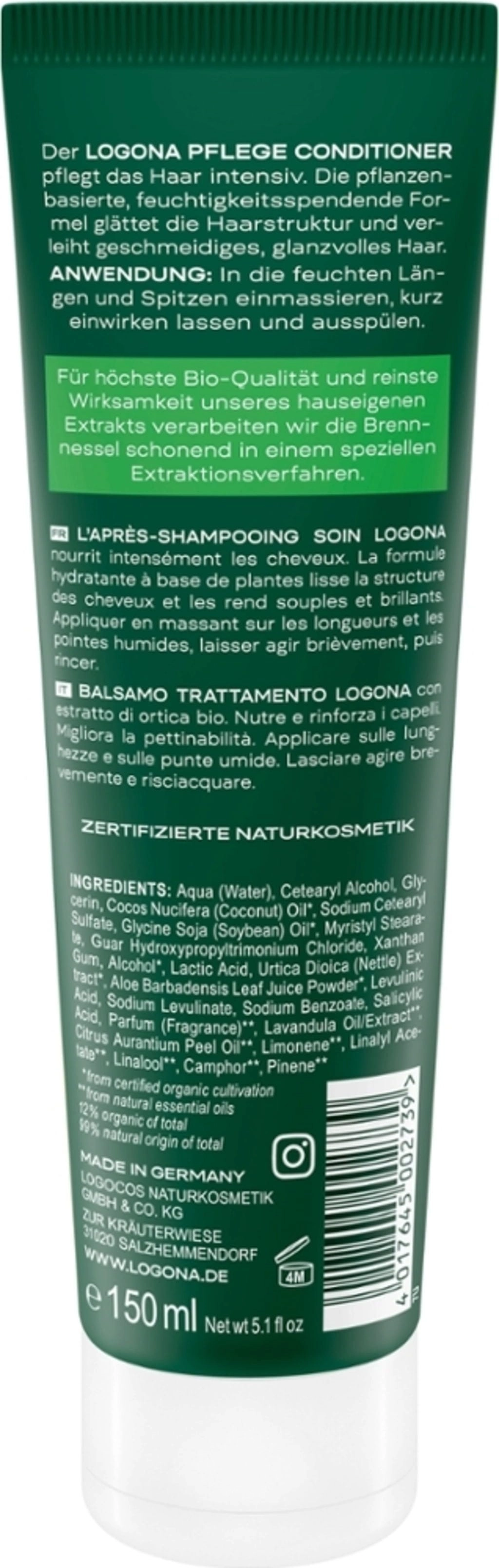 LOGONA Pflege Conditioner Bio-Brennnessel - 150 ml