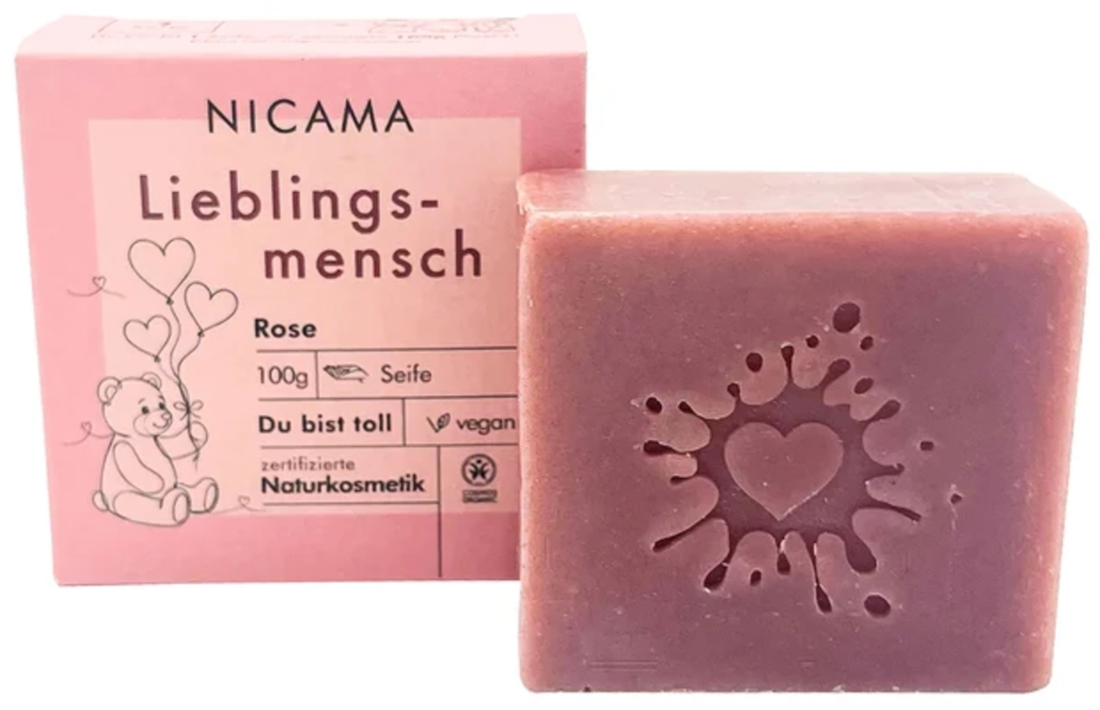 NICAMA "Lieblingsmensch" Seife Rose - 100 g