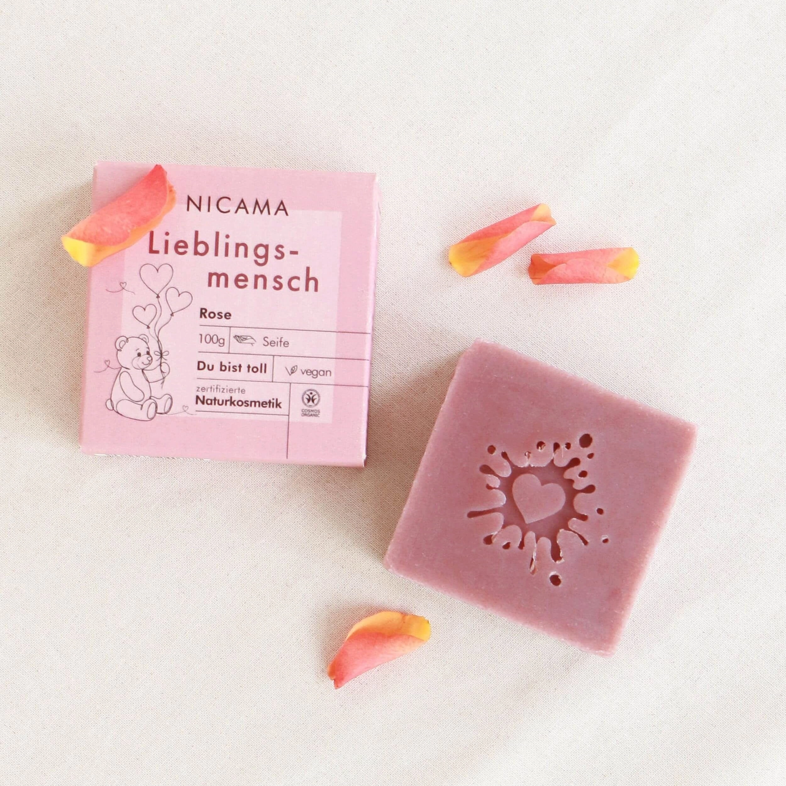 NICAMA "Lieblingsmensch" Seife Rose - 100 g