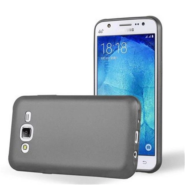 Cadorabo Hülle für Samsung Galaxy J5 2015 in METALLIC GRAU Handyhülle aus flexiblem TPU Silikon Silikonhülle Schutzhülle Ultra Slim Soft Back Cover Case Bumper