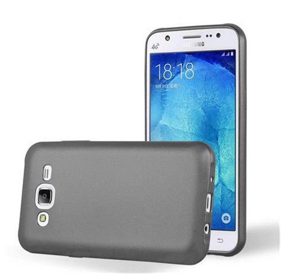 Cadorabo Hülle für Samsung Galaxy J5 2015 in METALLIC GRAU Handyhülle aus flexiblem TPU Silikon Silikonhülle Schutzhülle Ultra Slim Soft Back Cover Case Bumper