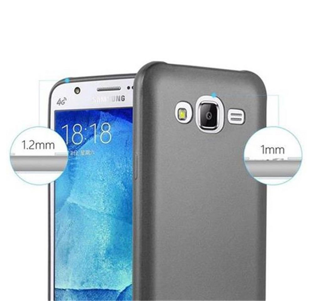 Cadorabo Hülle für Samsung Galaxy J5 2015 in METALLIC GRAU Handyhülle aus flexiblem TPU Silikon Silikonhülle Schutzhülle Ultra Slim Soft Back Cover Case Bumper