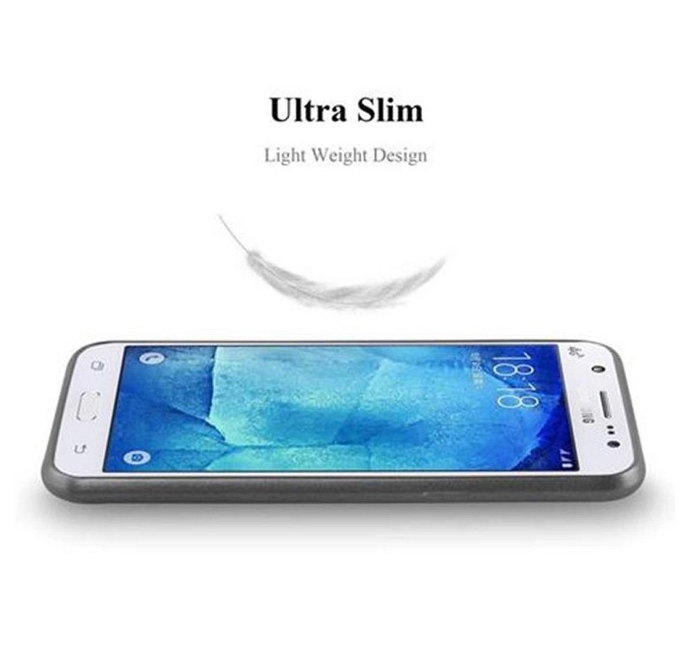 Cadorabo Hülle für Samsung Galaxy J5 2015 in METALLIC GRAU Handyhülle aus flexiblem TPU Silikon Silikonhülle Schutzhülle Ultra Slim Soft Back Cover Case Bumper