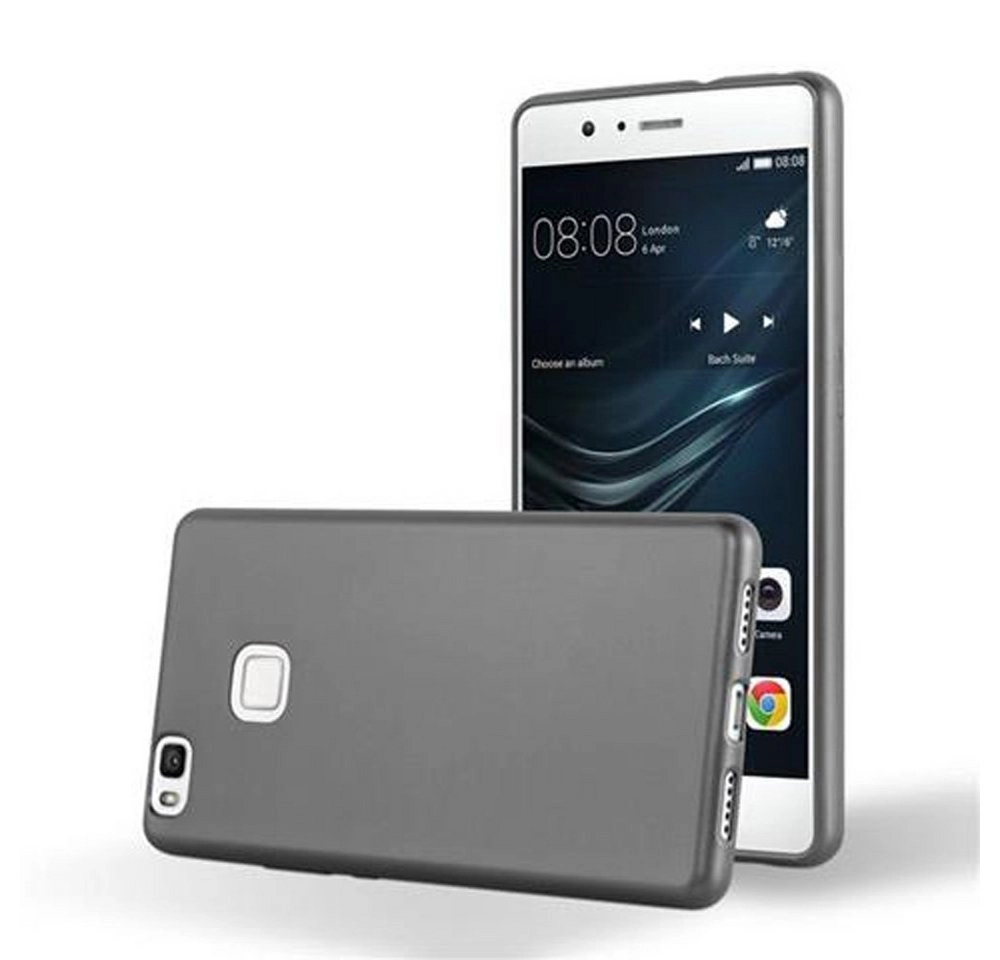 Cadorabo Hülle für Huawei P9 LITE in METALLIC GRAU Handyhülle aus flexiblem TPU Silikon Silikonhülle Schutzhülle Ultra Slim Soft Back Cover Case Bumper