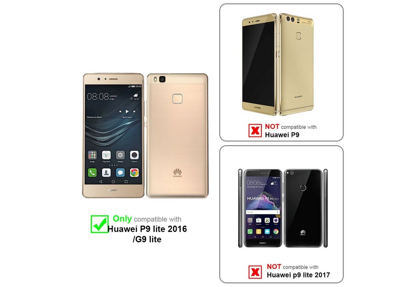 Cadorabo Hülle für Huawei P9 LITE in METALLIC GRAU Handyhülle aus flexiblem TPU Silikon Silikonhülle Schutzhülle Ultra Slim Soft Back Cover Case Bumper