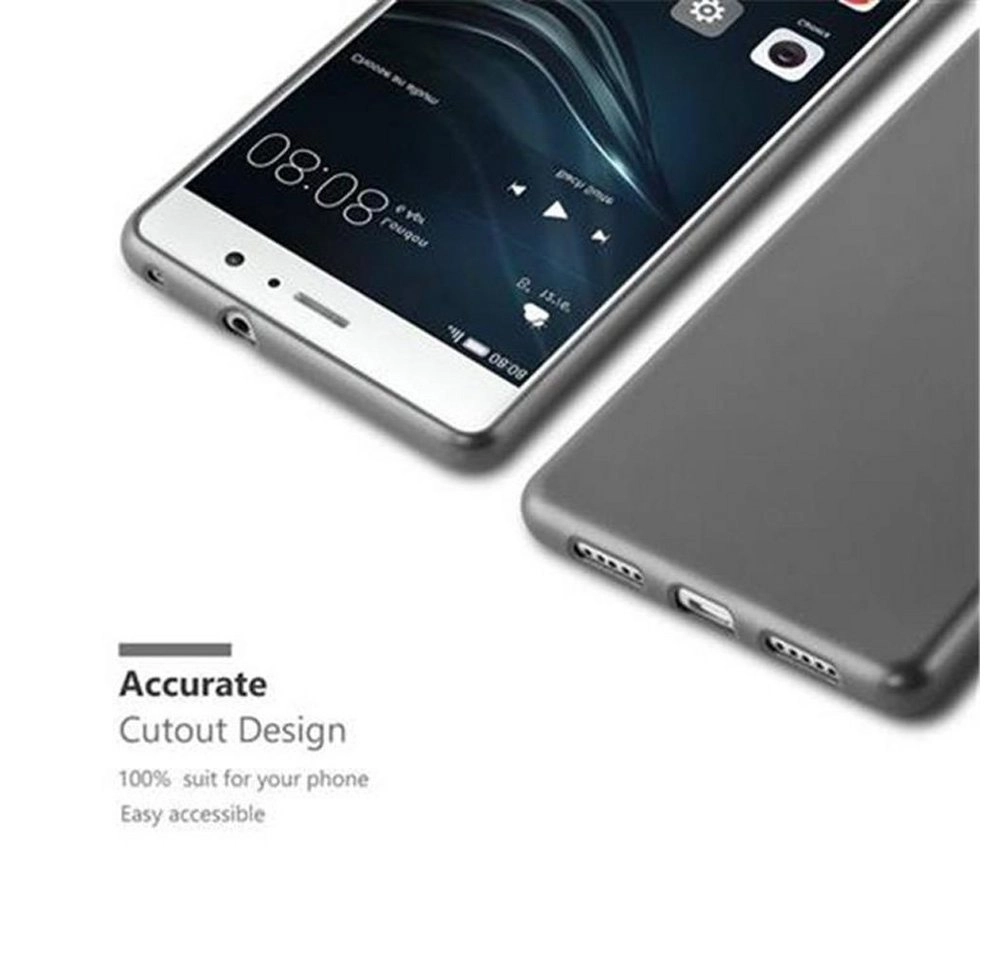 Cadorabo Hülle für Huawei P9 LITE in METALLIC GRAU Handyhülle aus flexiblem TPU Silikon Silikonhülle Schutzhülle Ultra Slim Soft Back Cover Case Bumper