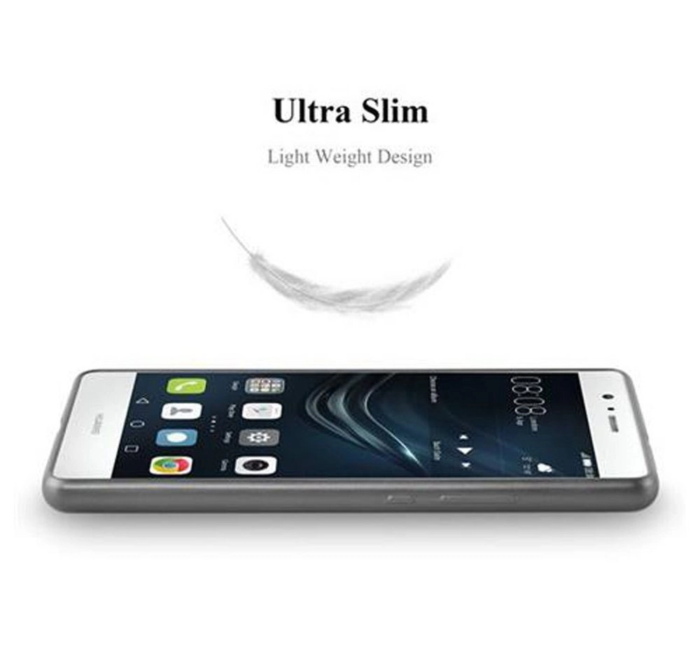 Cadorabo Hülle für Huawei P9 LITE in METALLIC GRAU Handyhülle aus flexiblem TPU Silikon Silikonhülle Schutzhülle Ultra Slim Soft Back Cover Case Bumper