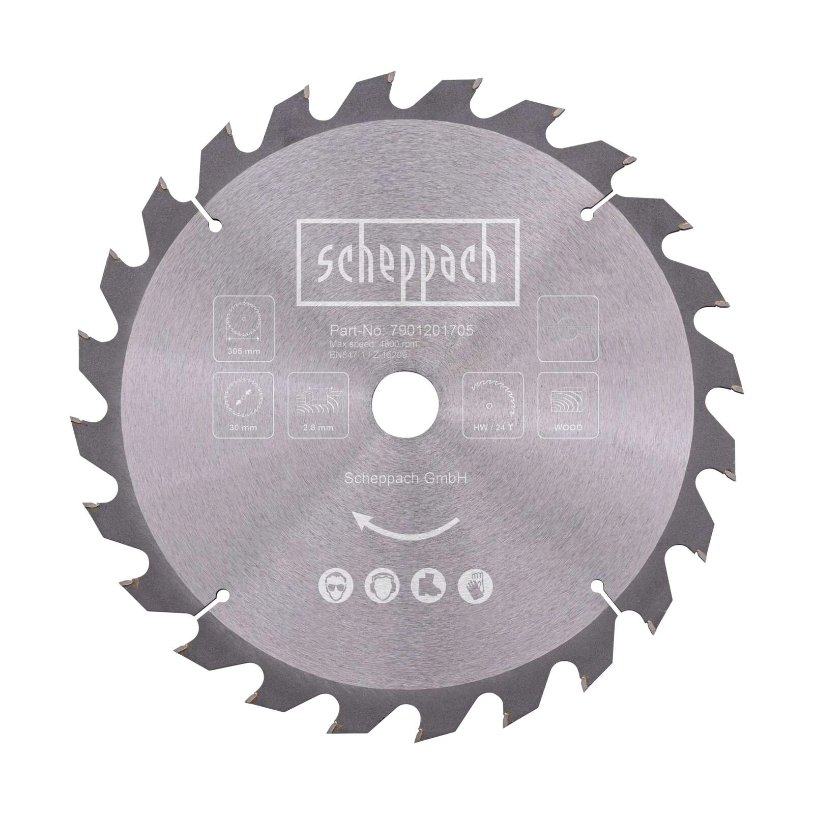 HW Kreissägeblatt Scheppach - Ø 305 x 30 x 2,8 mm | 24 Zähne