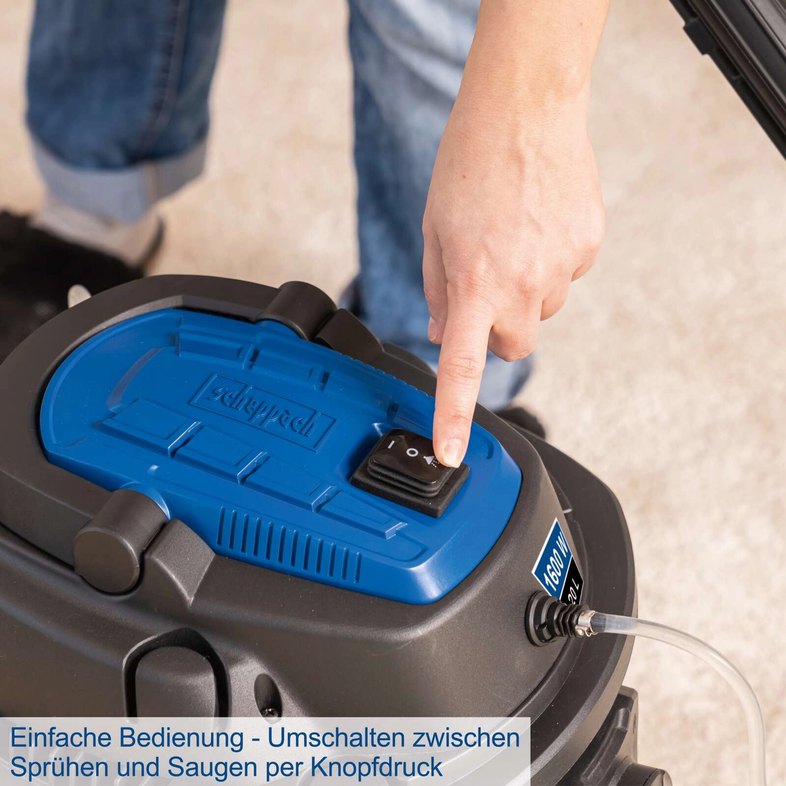 Sprüh- und Waschsauger SprayVac20 Scheppach - 1600W | 20L Behälter | 5in1 Wasch- Nass- & Trockensauger | 2m Kunstoffschlauch | inkl. Zubehör
