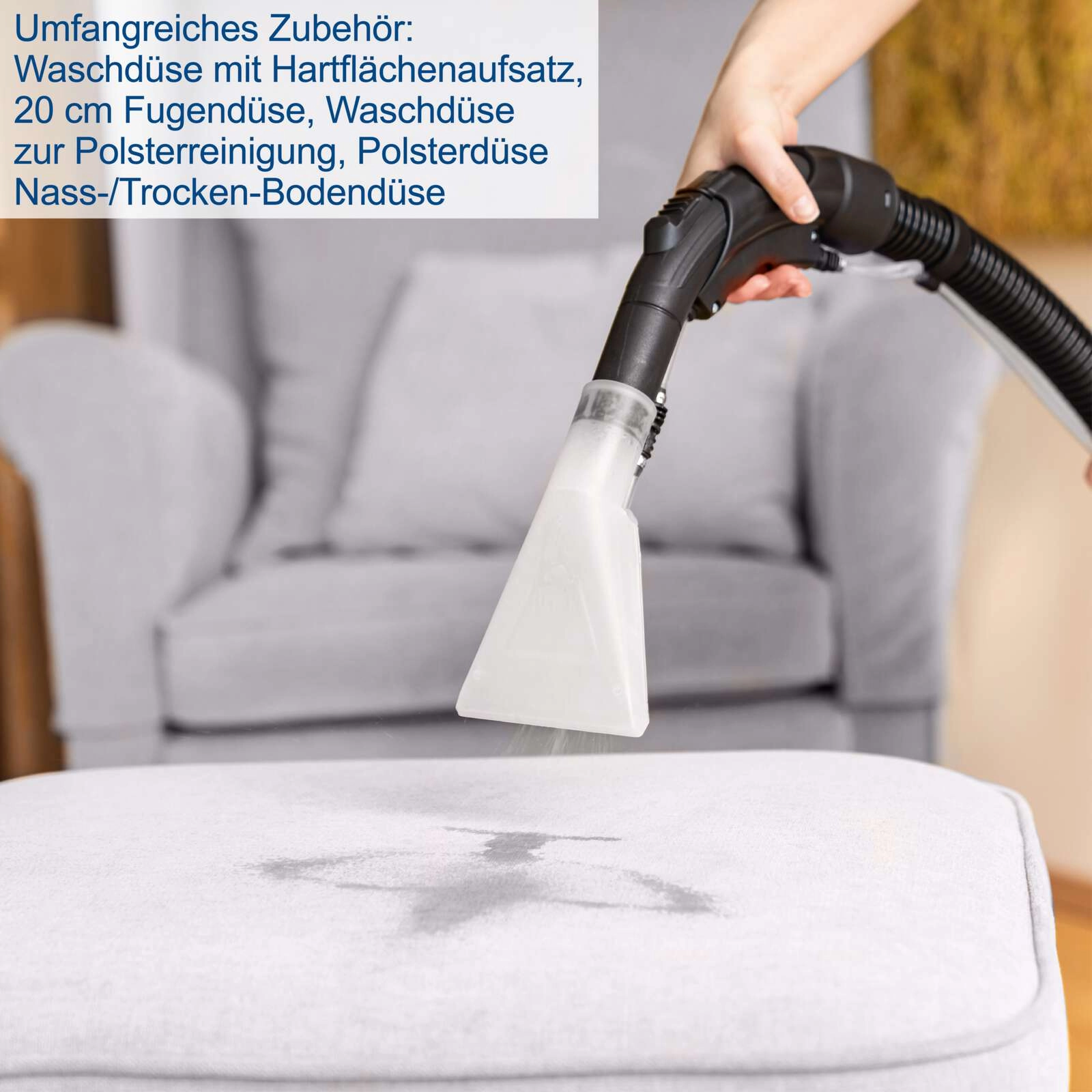 Sprüh- und Waschsauger SprayVac20 Scheppach - 1600W | 20L Behälter | 5in1 Wasch- Nass- & Trockensauger | 2m Kunstoffschlauch | inkl. Zubehör
