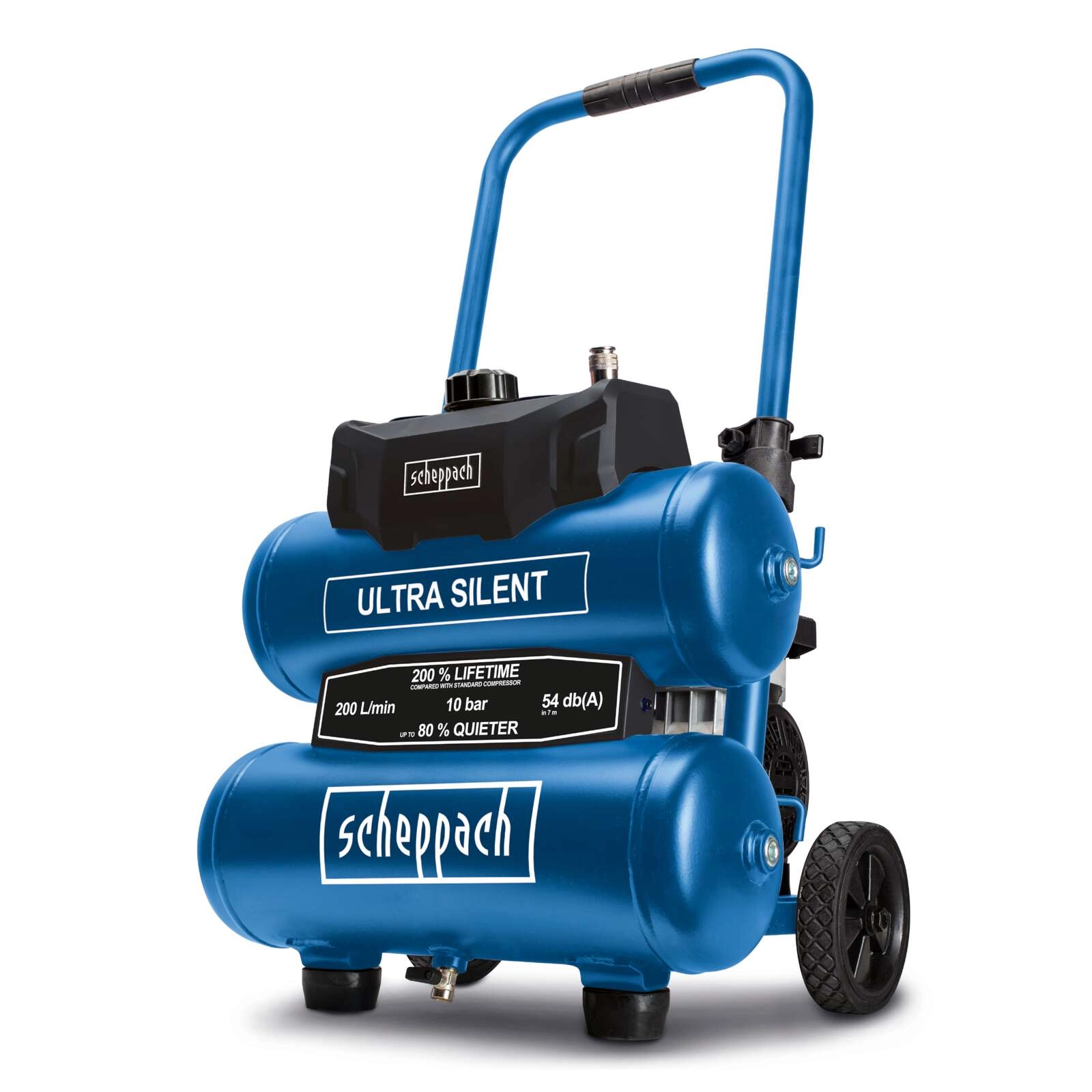 Ultra-Silent Kompressor HC20Si-Twin Scheppach - 10bar | 20L Kessel | ölfrei | Leisekompressor