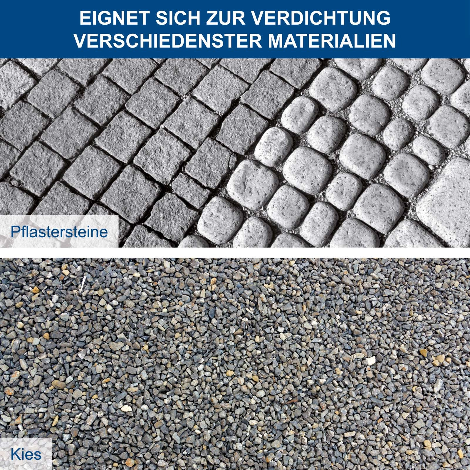 Benzin Rüttelplatte HP1400S Scheppach - 2PS | 8,2kN Verdichtungsdruck | 20cm Verdichtungstiefe | inkl. Gummimatte und Fahrvorrichtung