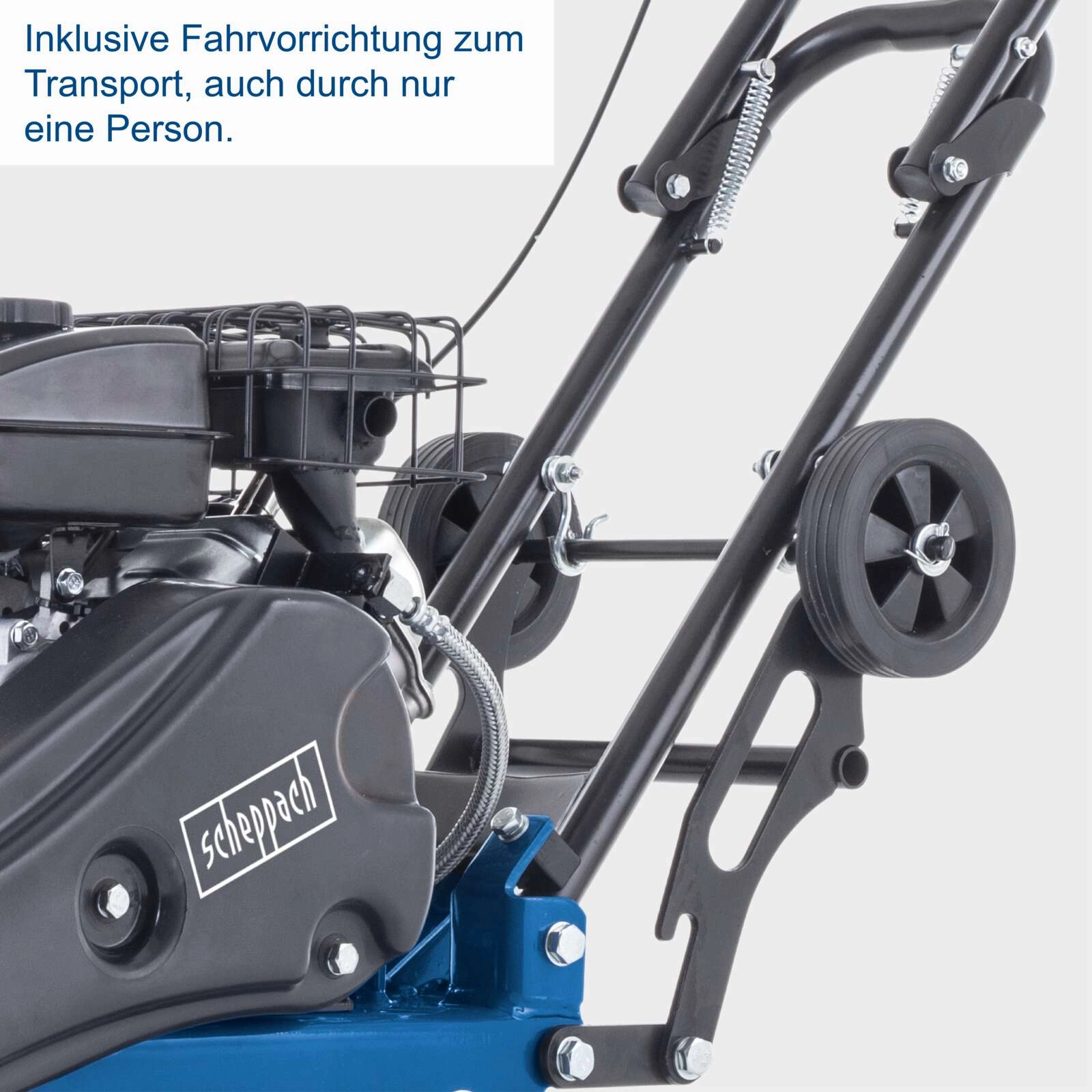 Benzin Rüttelplatte HP1400S Scheppach - 2PS | 8,2kN Verdichtungsdruck | 20cm Verdichtungstiefe | inkl. Gummimatte und Fahrvorrichtung