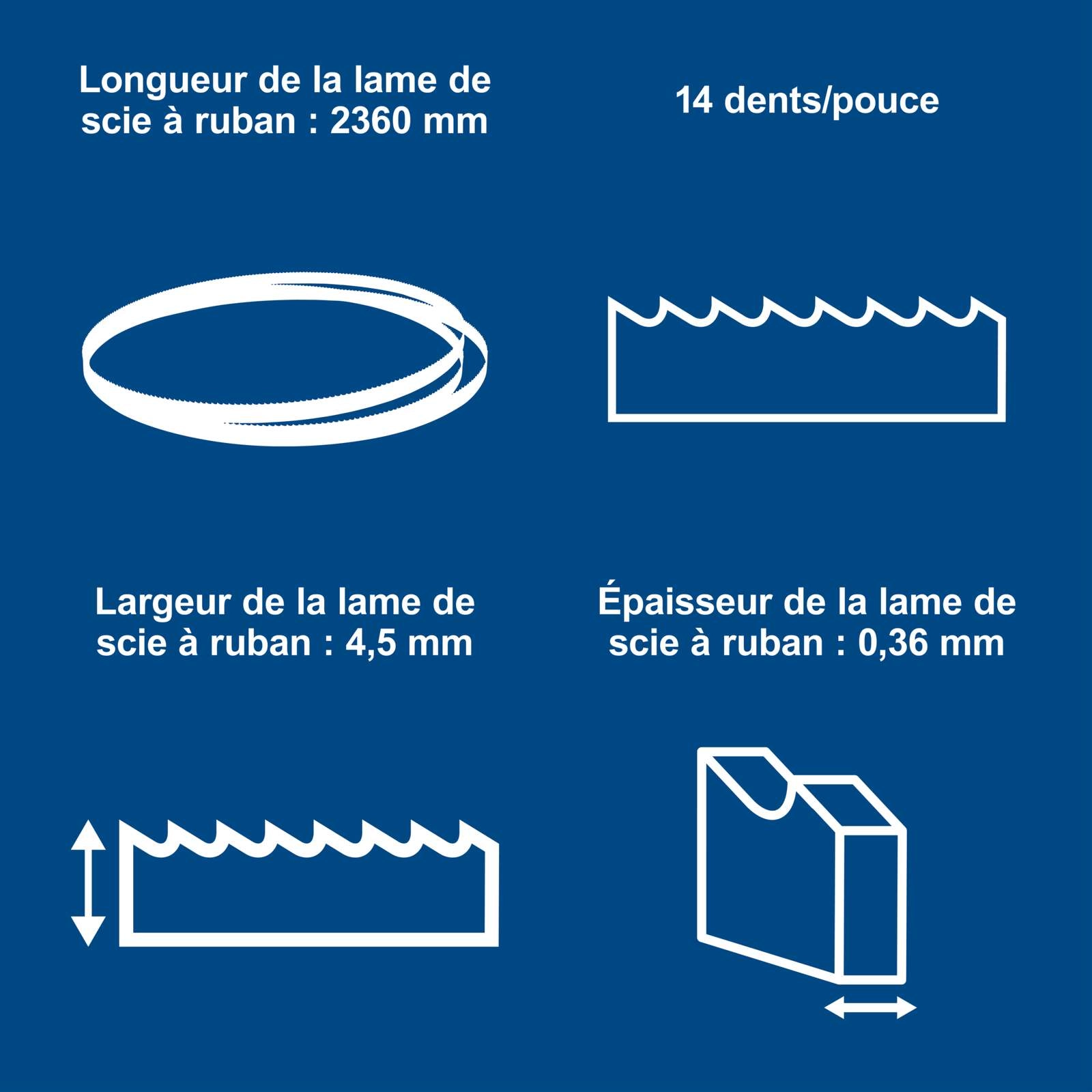 Sägeband Scheppach - 2360 x 4,5 x 0,36 mm | Bandsägeblatt mit 14 Zähnen pro Zoll | passend für Scheppach Bandsäge BASA3