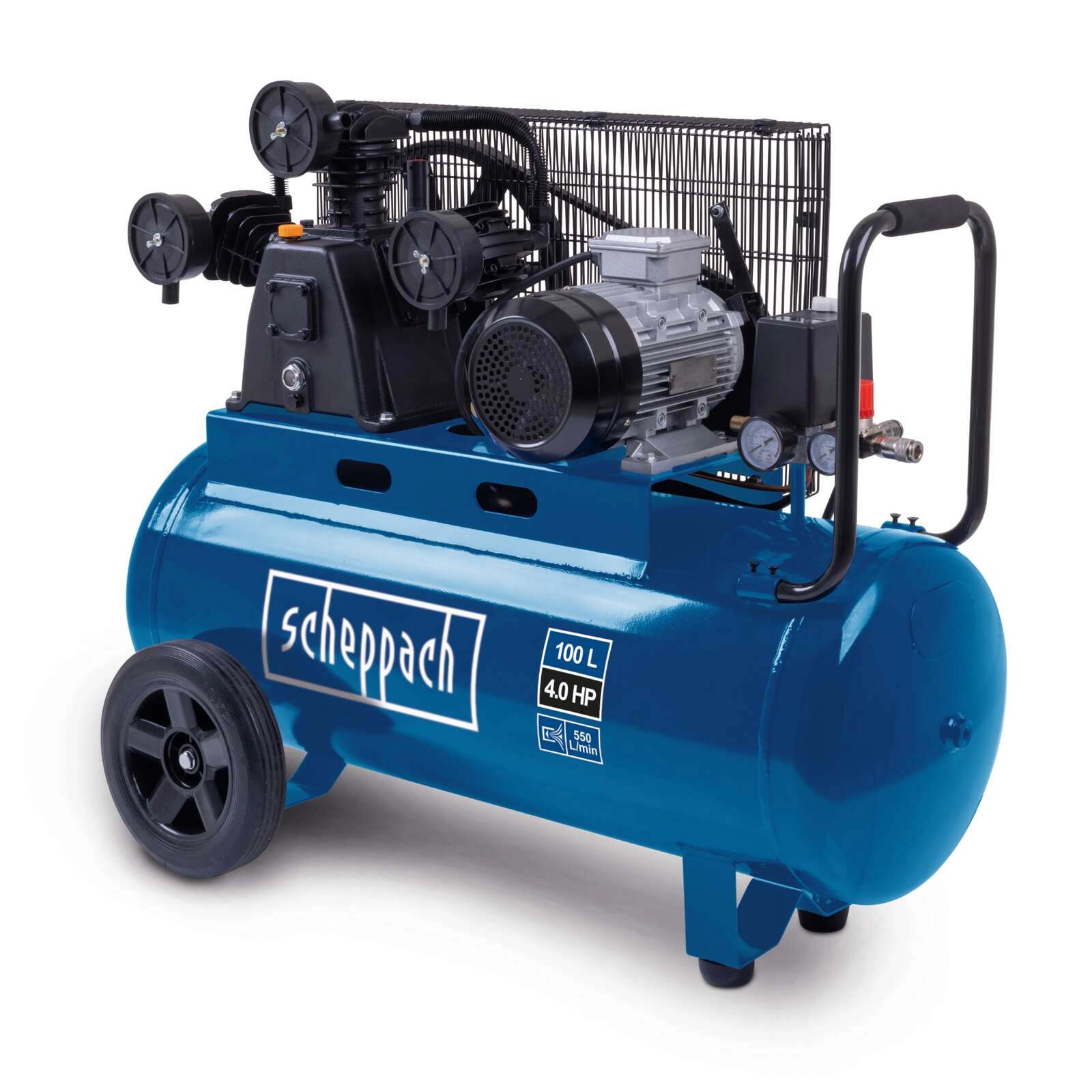 Kompressor HC550TC 400V Scheppach - 10bar | 100L | 4PS | 550L/min Ansaugleistung | Fahrvorrichtung