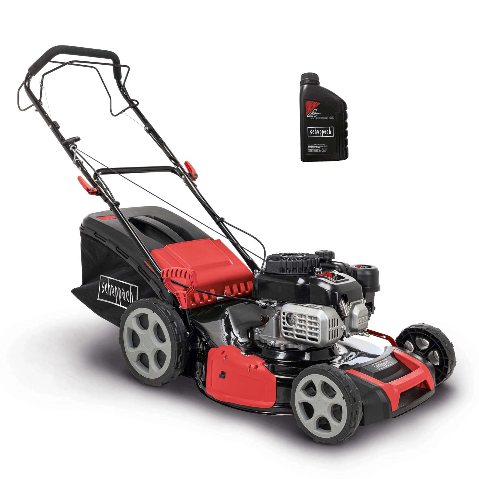 Benzin Rasenmäher MS175-51 Scheppach - 5,4 PS | 51cm Schnittbreite | Radantrieb | inkl. Motoröl
